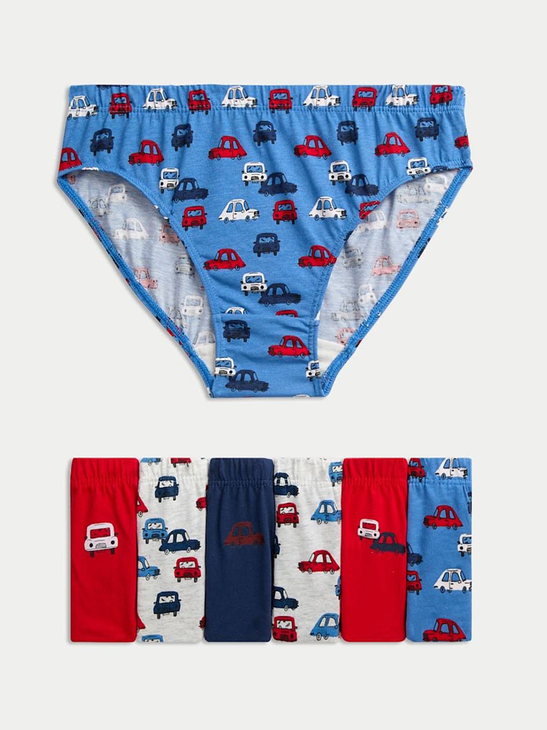 Marks & Spencer Boys Pack Of 7 Printed Mid-Rise Pure Cotton Hipster Briefs-picture-24