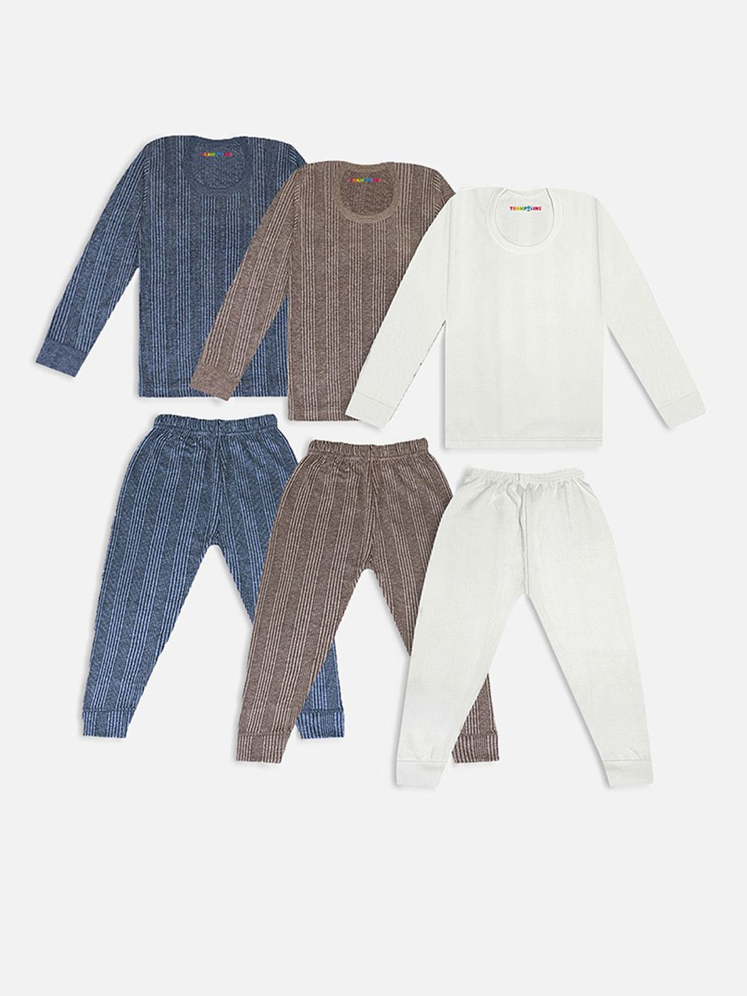 YK X Trampoline Kids Pack Of 3 Striped Cotton Long Sleeves Thermal Set-picture-28