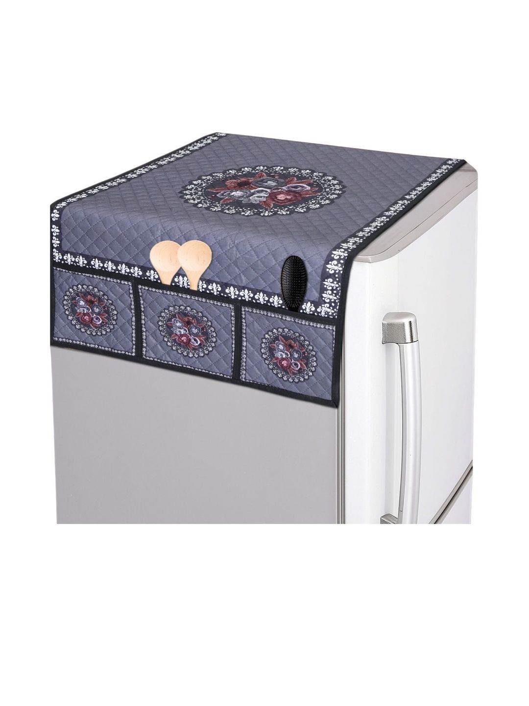CROSMO Grey Quilted Fridge Top Cover-image-1