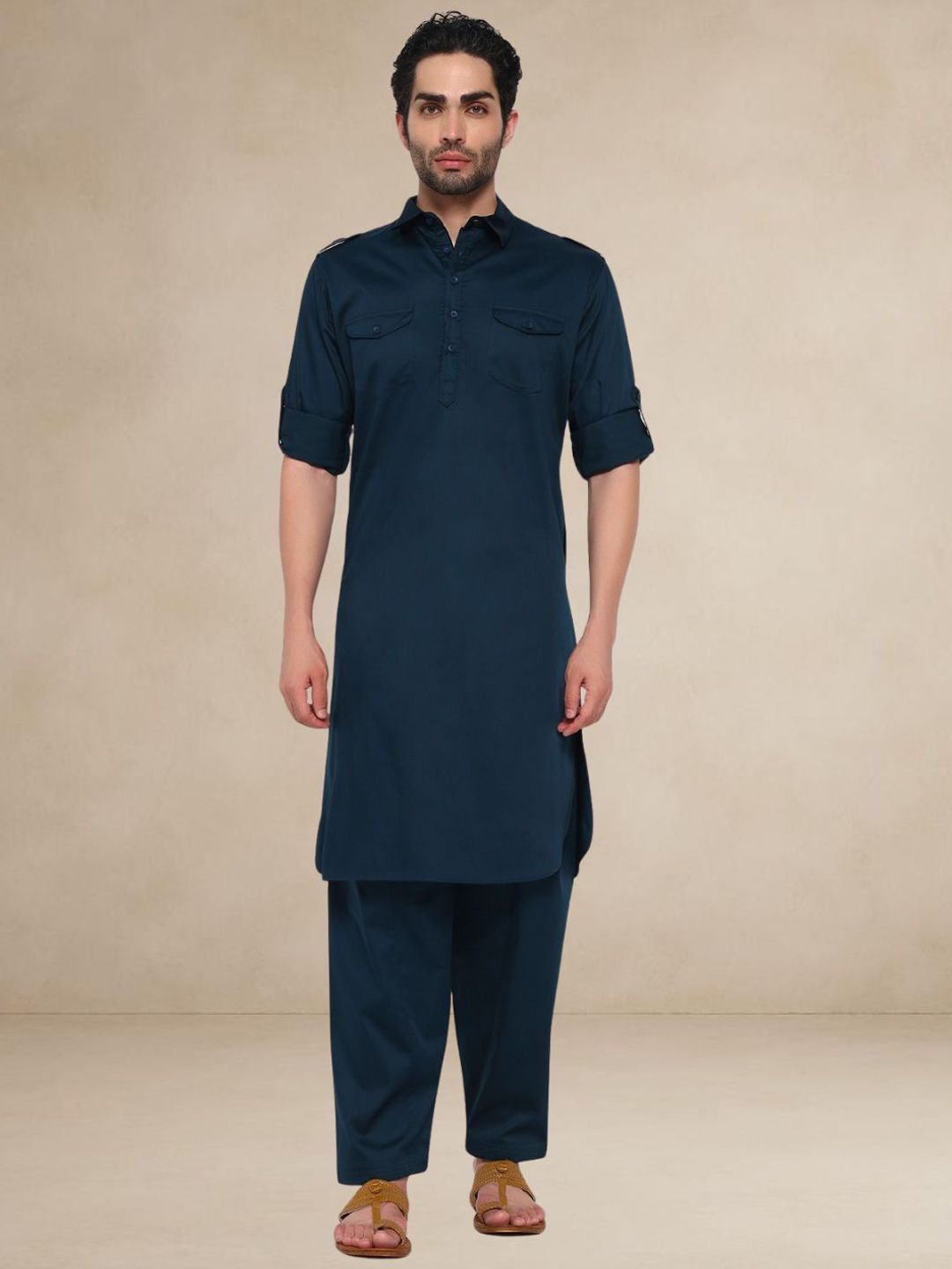 BETTINO Men Military-Style Pathani Kurta with Salwar With Payjama-picture-36