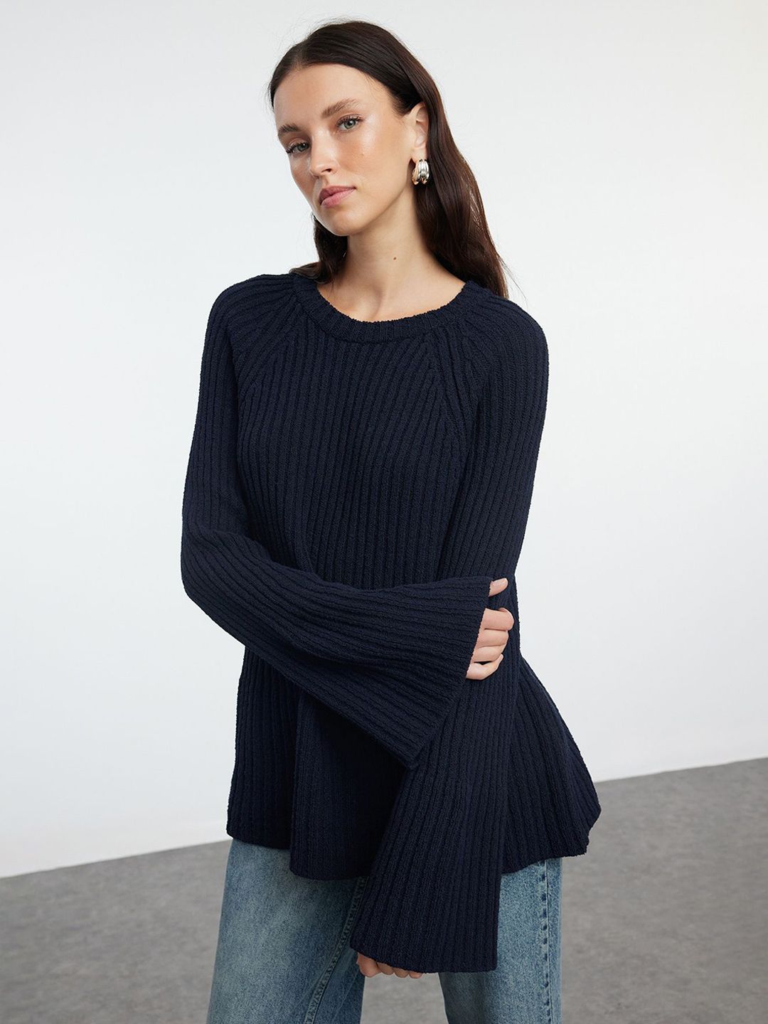 Trendyol Women Ribbed Cotton Pullover-picture-15