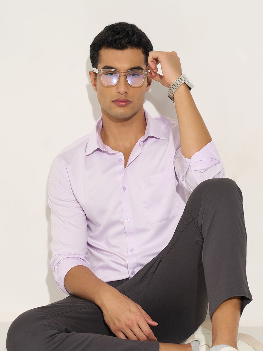Peregrine by Pantaloons Spread Collar Regular Fit Chest Pocket Formal Shirt-picture-40