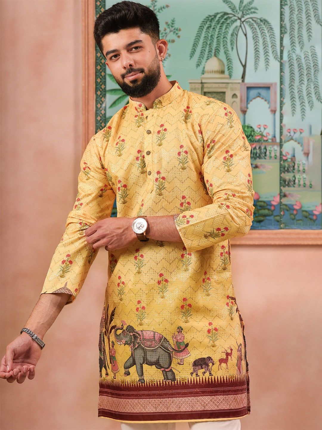 Koshin Floral Printed Straight Cotton Kurta-picture-58