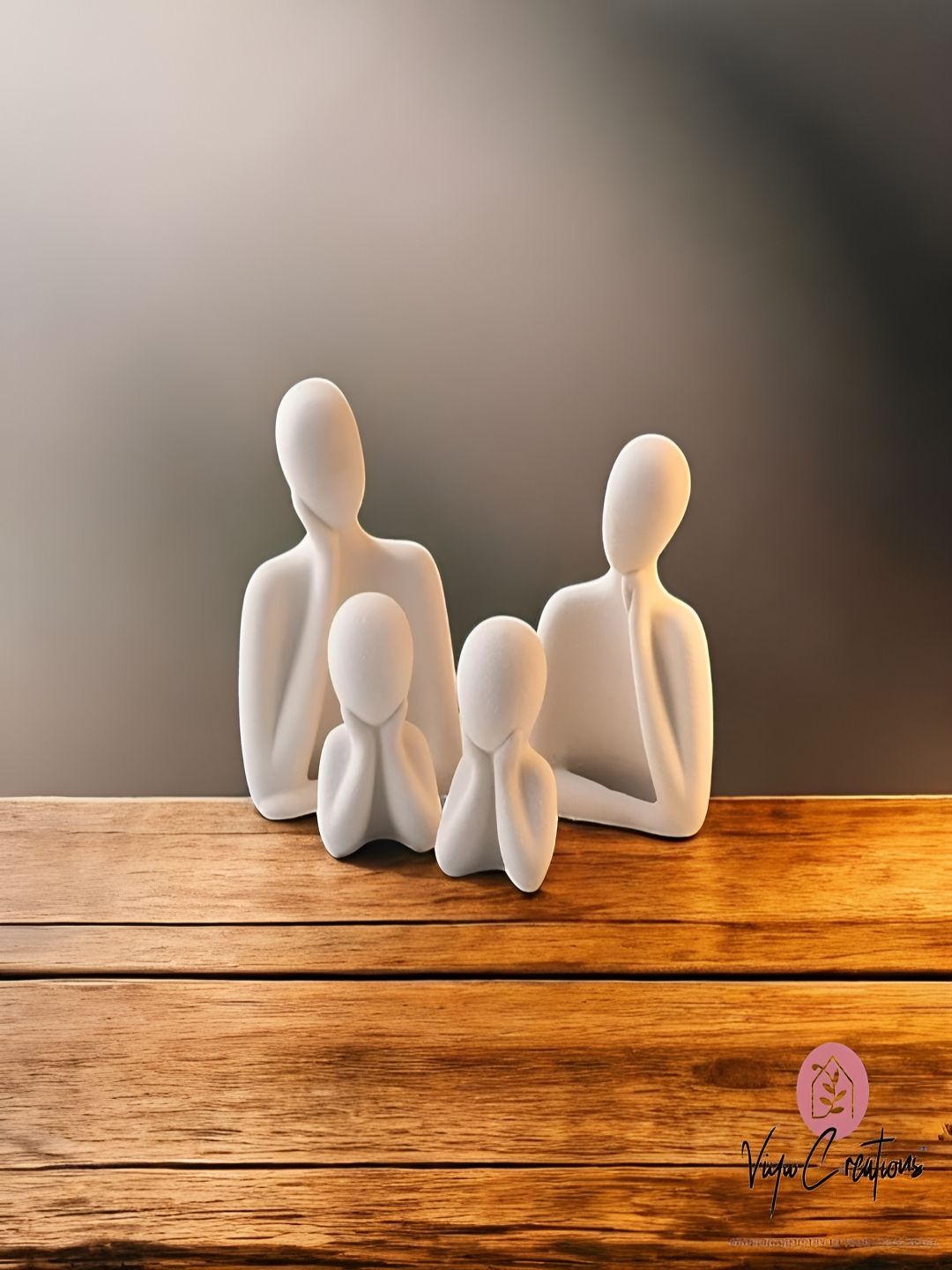 Viyu Creations White 4 Pieces Abstract Couple Sculpture Showpiece-picture-27