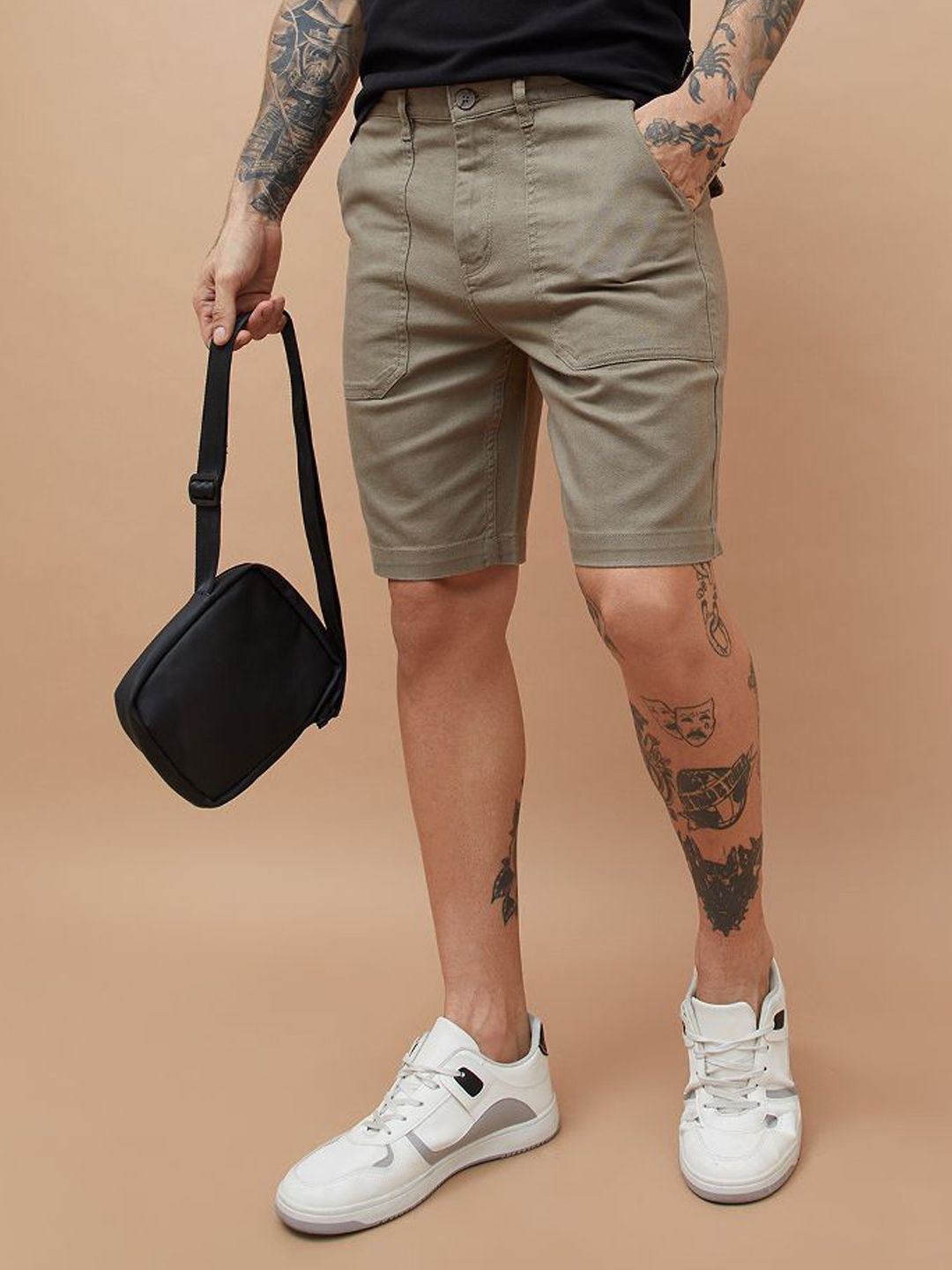 Fame Forever by Lifestyle Men Regular Fit Mid-Rise Cotton Cargo Shorts-picture-10