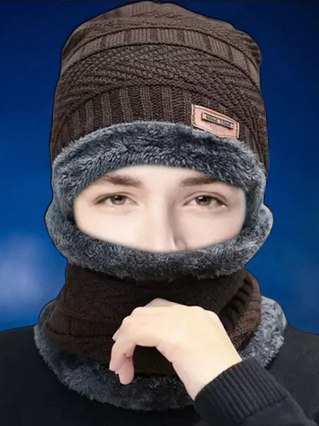 Infispace Unisex Woollen Beanie With Neck Warmer-picture-17