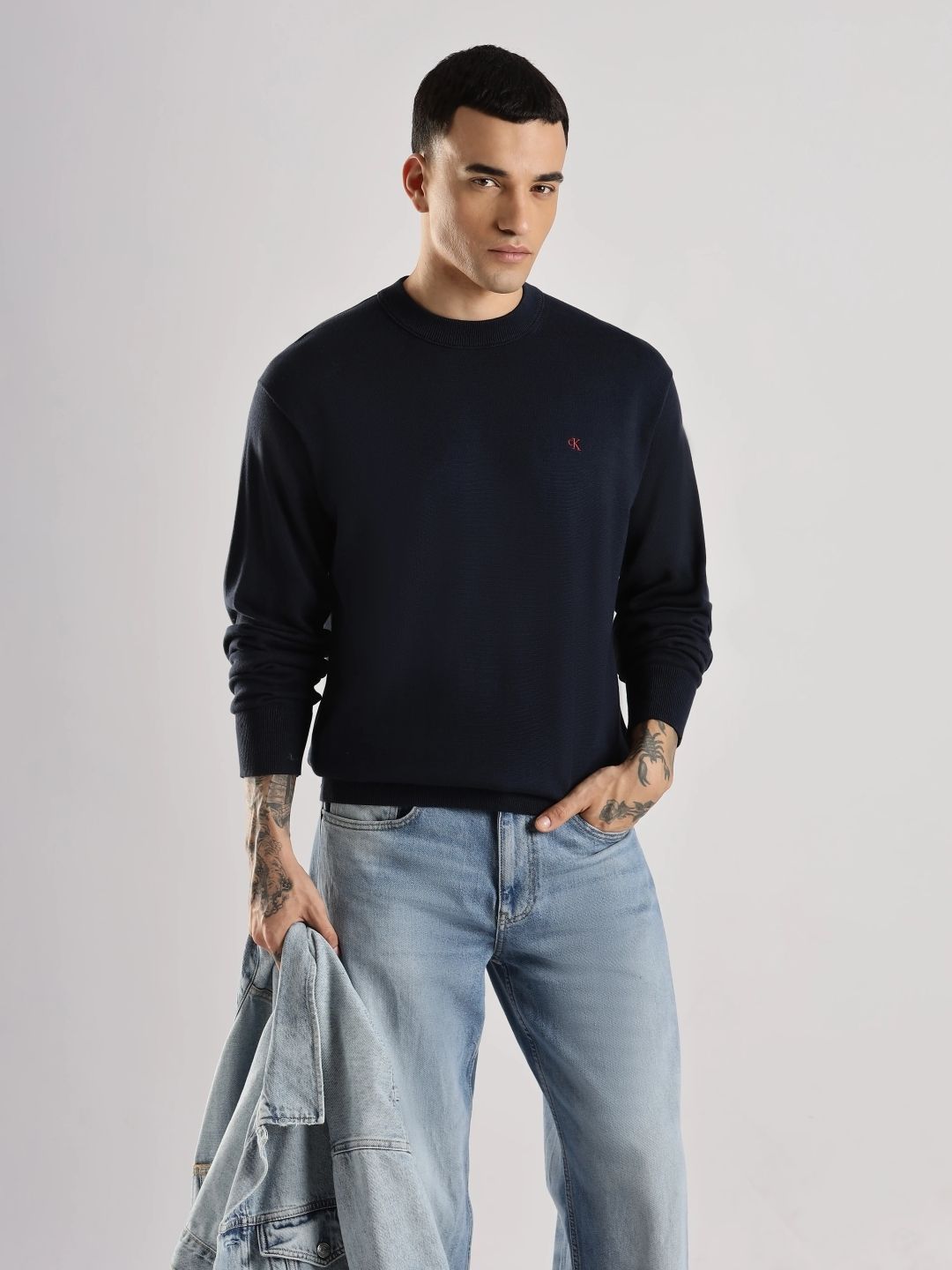 Calvin Klein Jeans Relaxed Fit Round Neck Cotton Pullover-picture-30