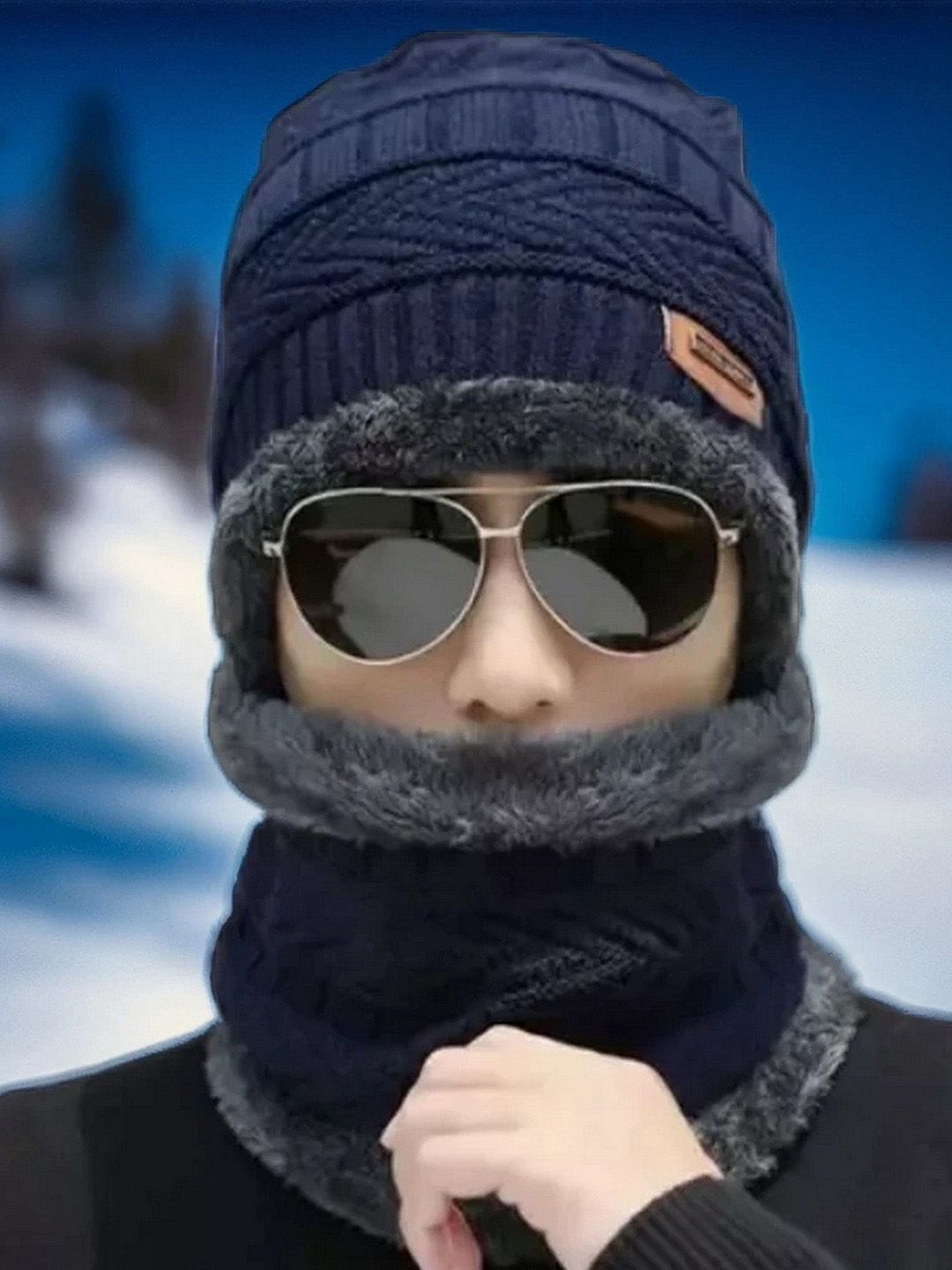 Infispace Woollen Beanie With Neck Warmer-image-47