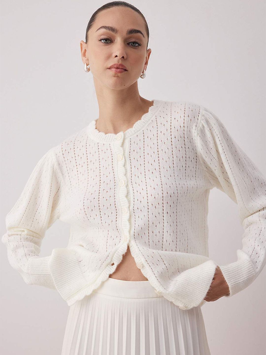 Trendyol Geometric Self Design Cardigan Sweater-image-36