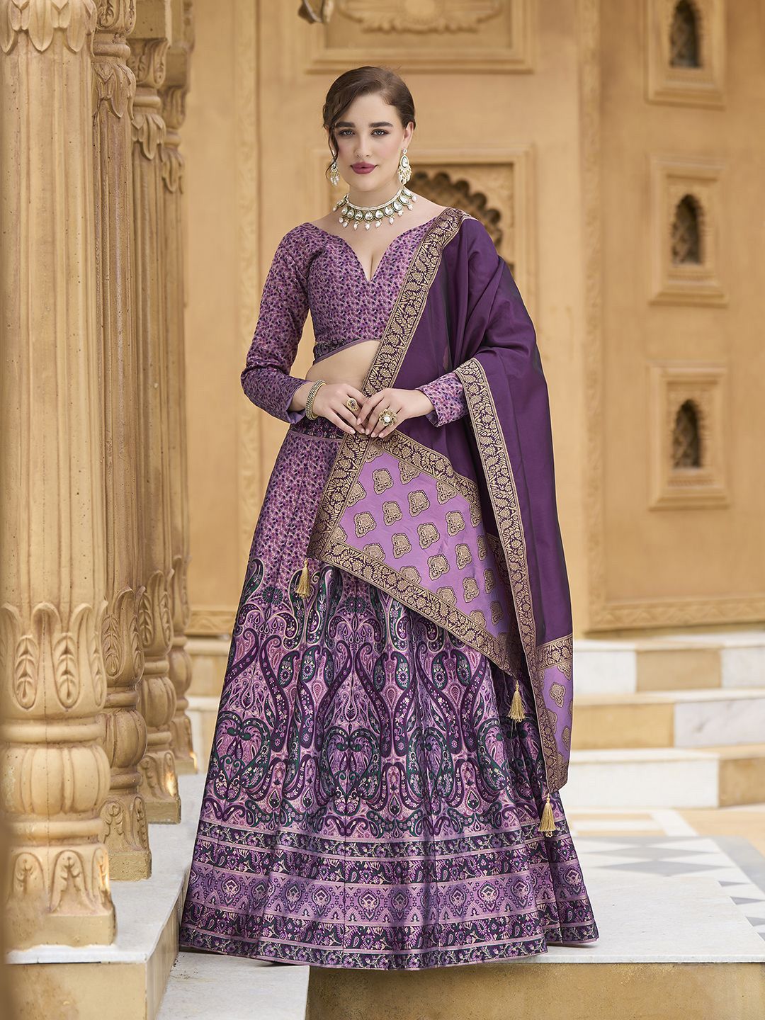 PURVAJA Woven Design Art Silk Lehenga & Unstitched Blouse With Dupatta-image-46