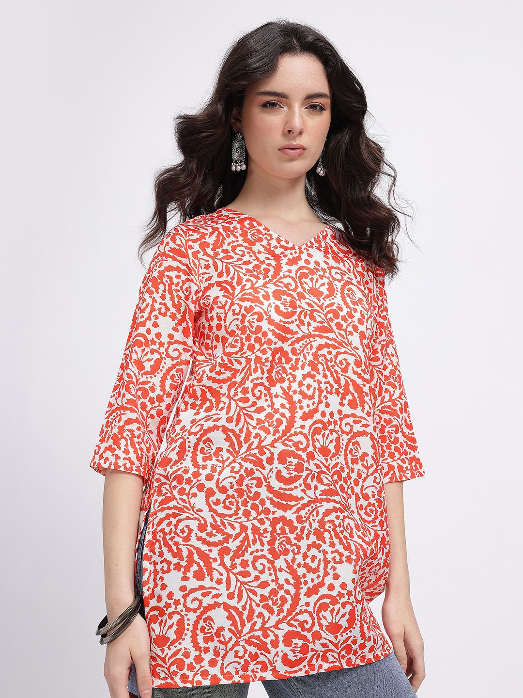 Anouk Rustic Abstract Printed V-Neck Kurti-picture-22