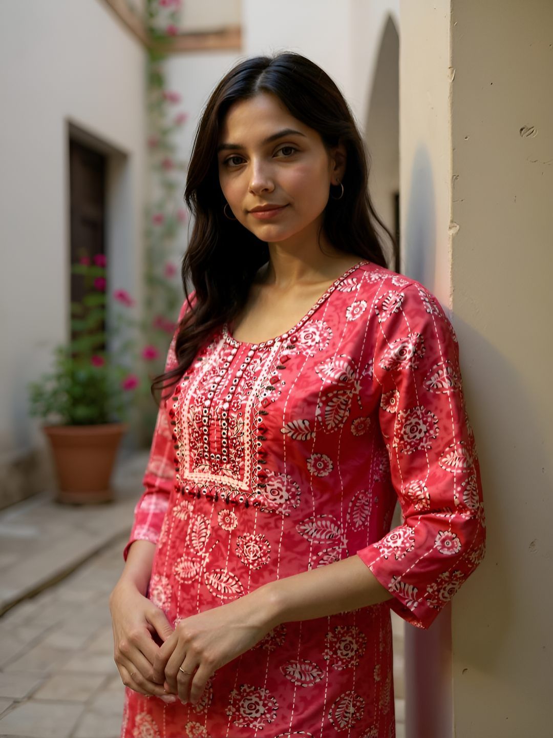 Rangita Ethnic Motifs Printed Round Neck Thread Work Straight Kurta With Trouser & Dupatta-picture-13