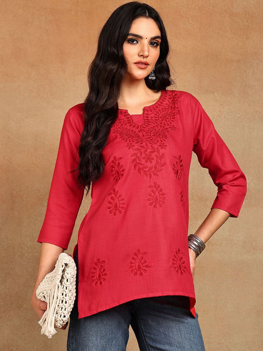 TOP N THREAD Ethnic Motifs Embroidered Chikankari Chikankari Kurti-picture-15