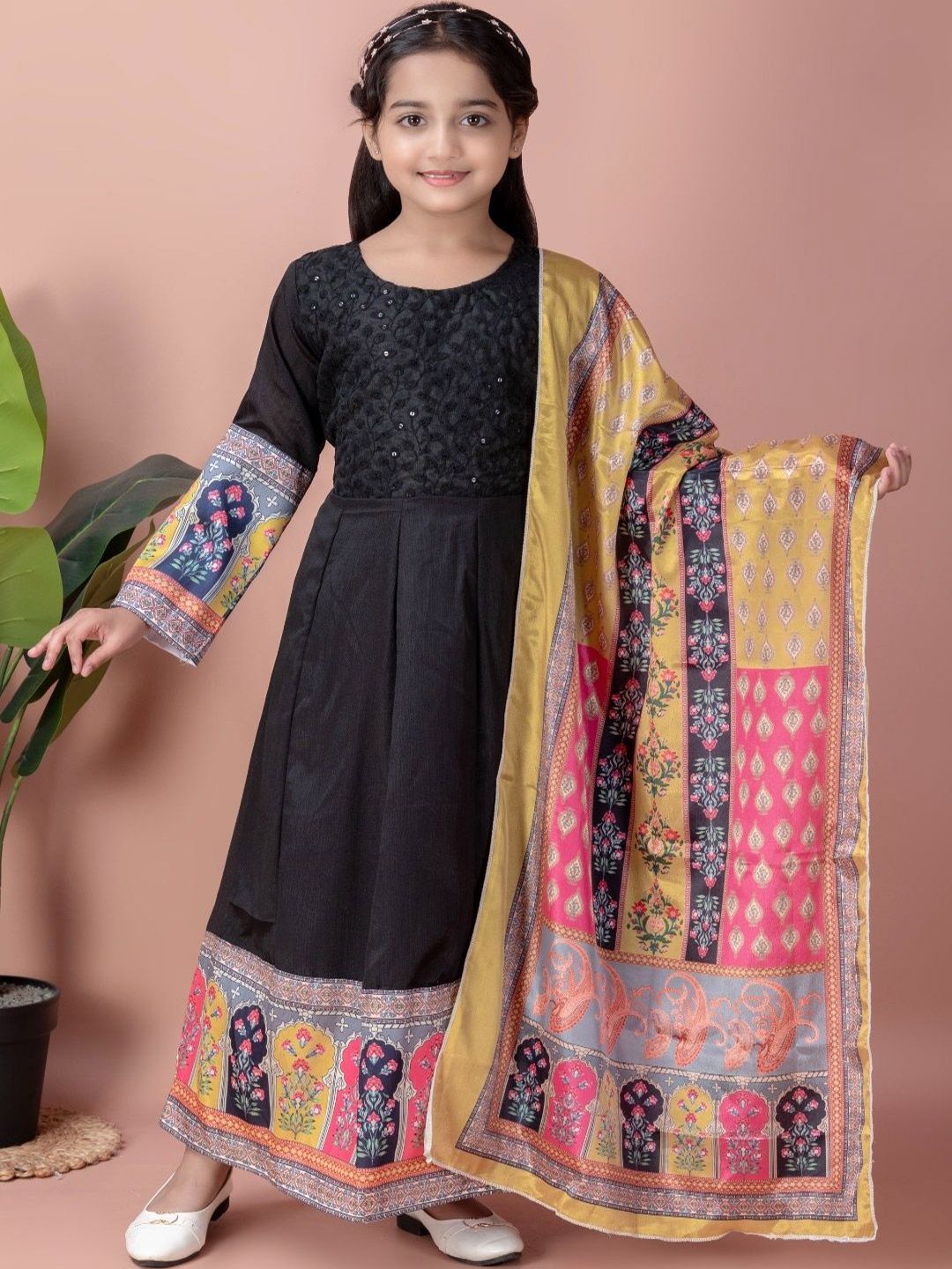 BARKAT DESIGNING PLANET Floral Embroidered Georgette Maxi Dress-picture-28