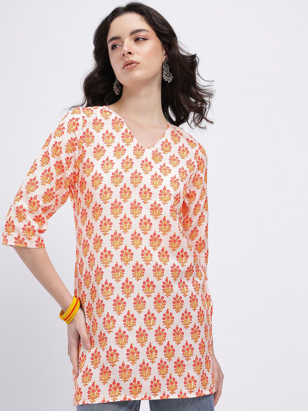 Anouk Rustic Ethnic Motifs Printed V-Neck Straight Kurti-picture-55