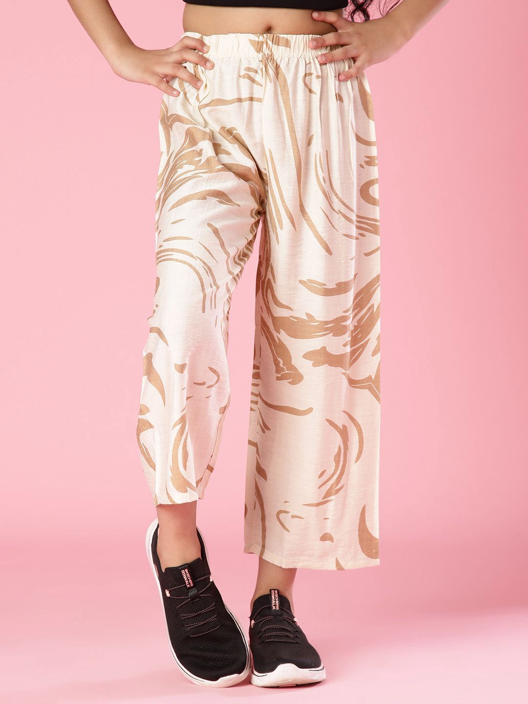 V-Mart Girls Printed Wide Leg Linen Palazzo-picture-37