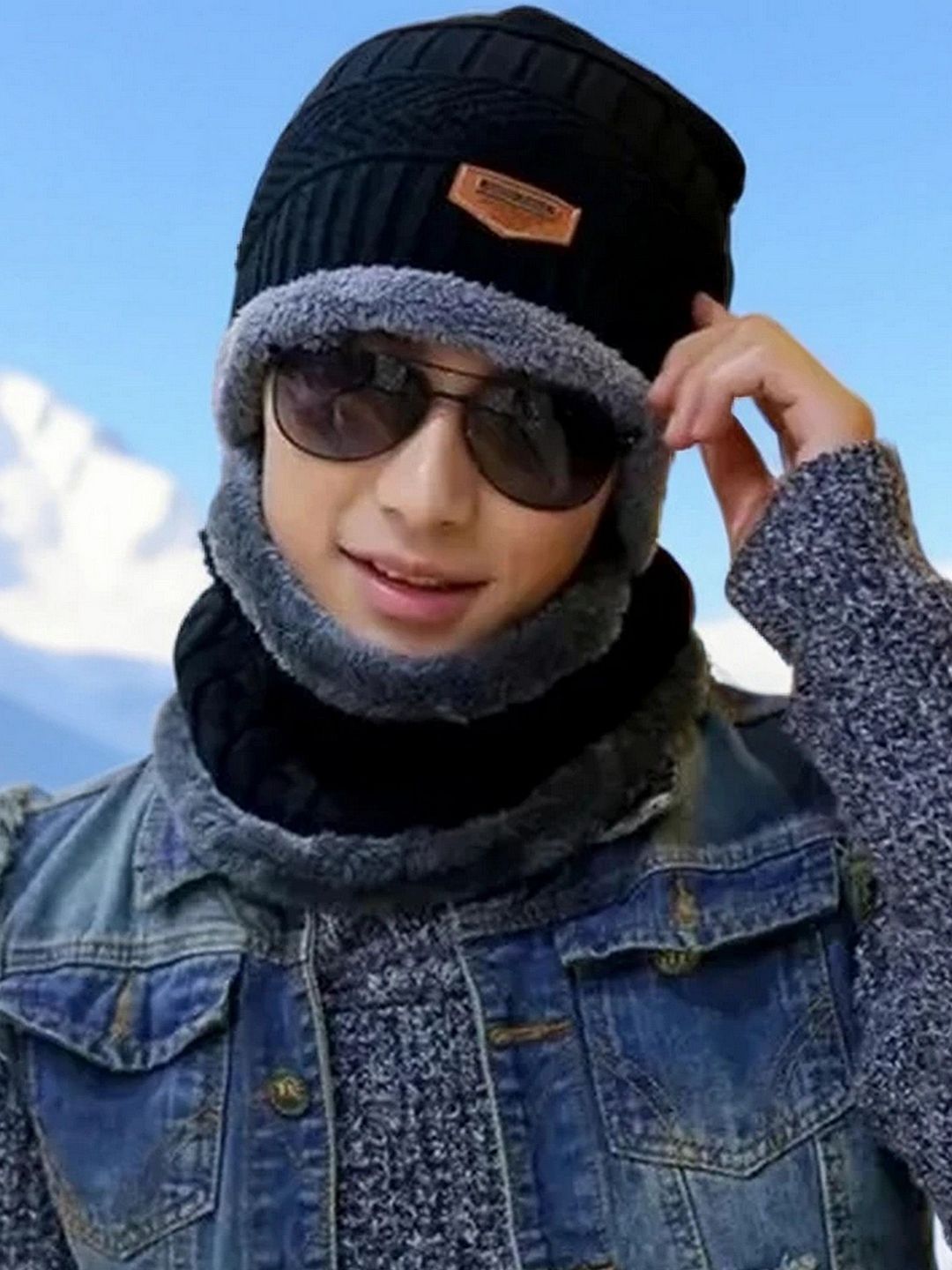 Infispace Unisex Woollen Beanie With Neck Warmer-picture-49