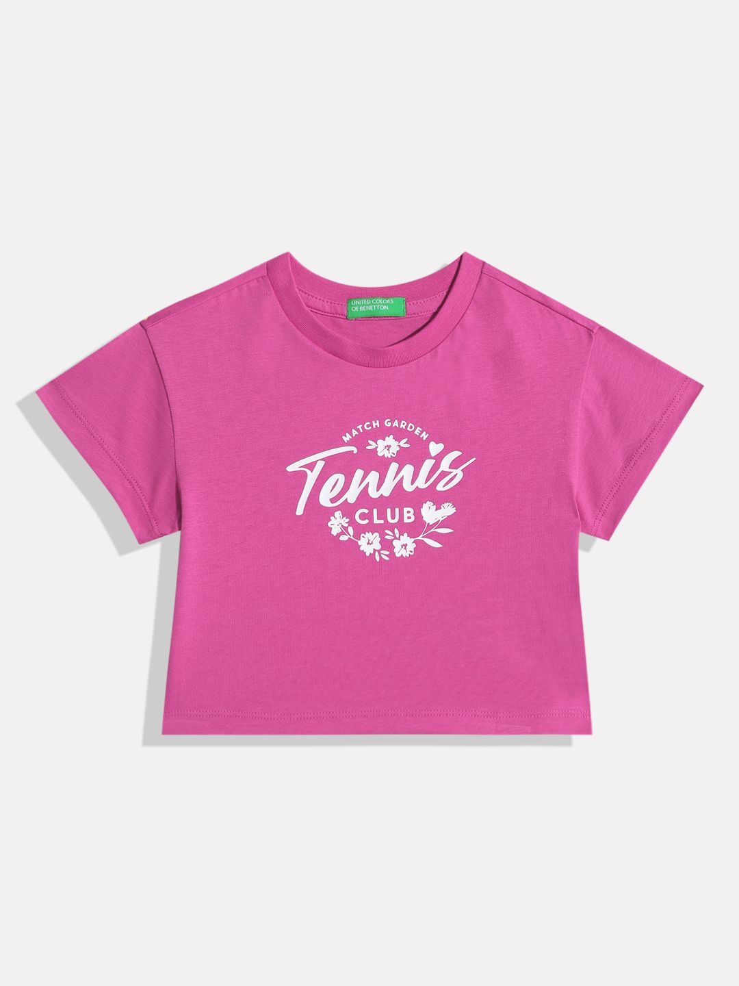 United Colors of Benetton Girls Printed Pure Cotton Boxy T-shirt