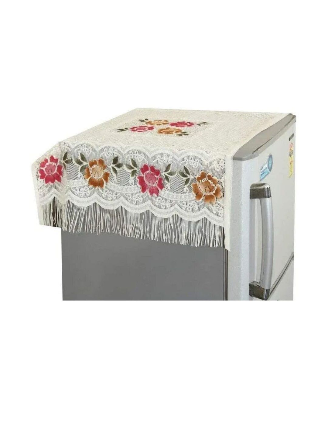 CROSMO Set Of 5 White & Black Floral Design Fridge Top Cover 4 Waterproof Fridge Mats-picture-49