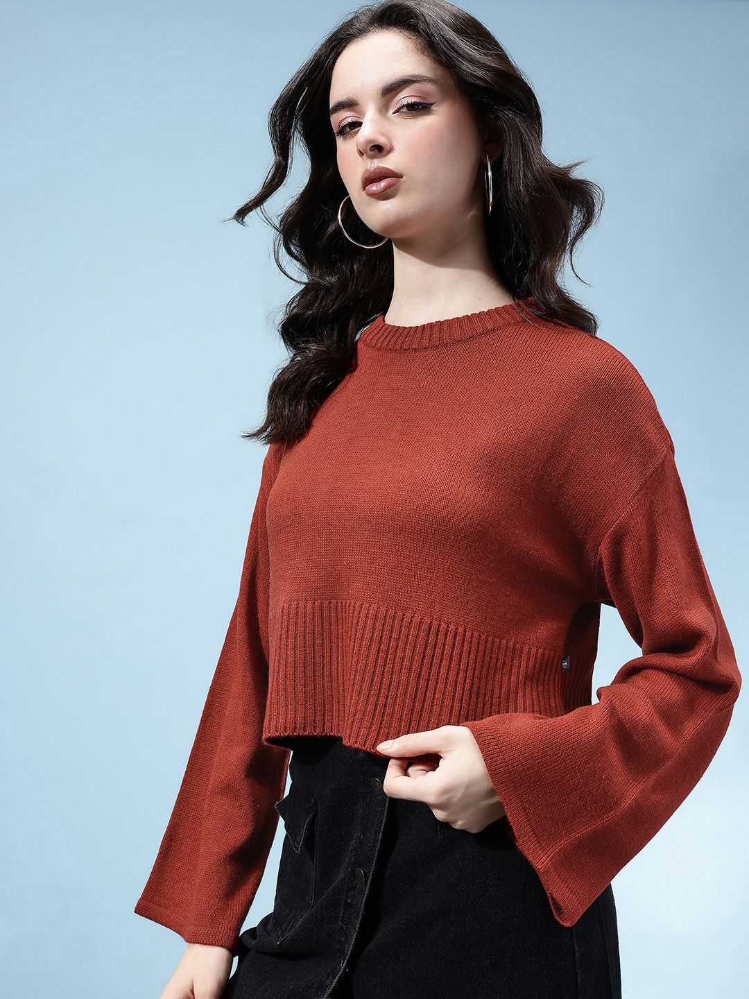 glitchez Flared Sleeves Drop Shoulder Oversized Pullover-picture-22