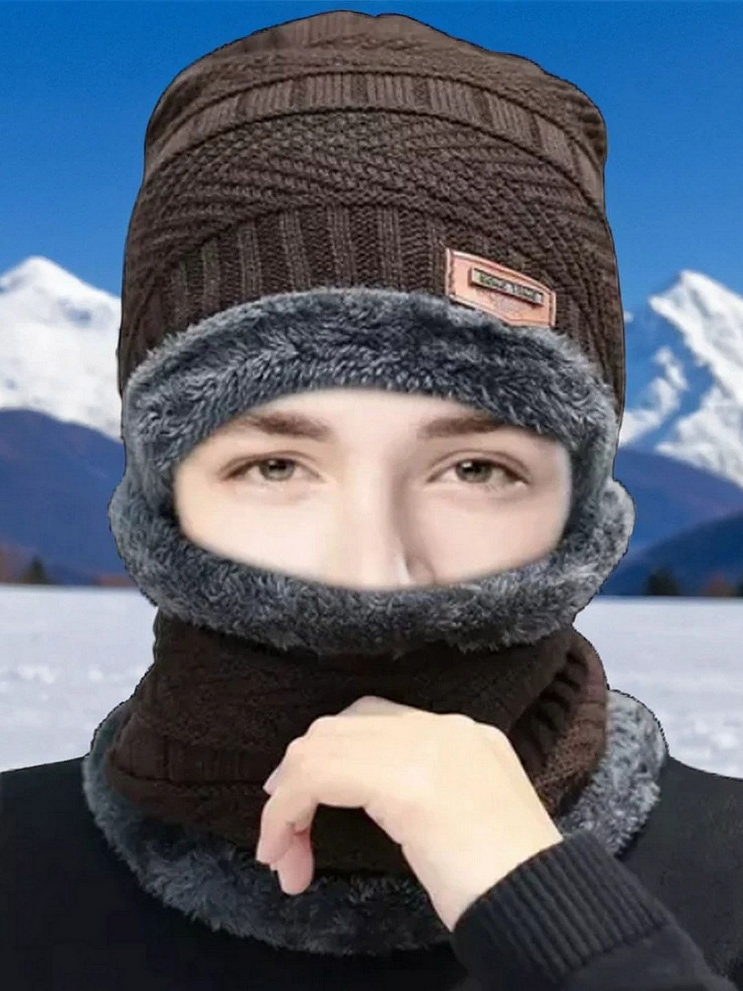 Infispace Unisex Woollen Beanie Cap With Neck Warmer-picture-42