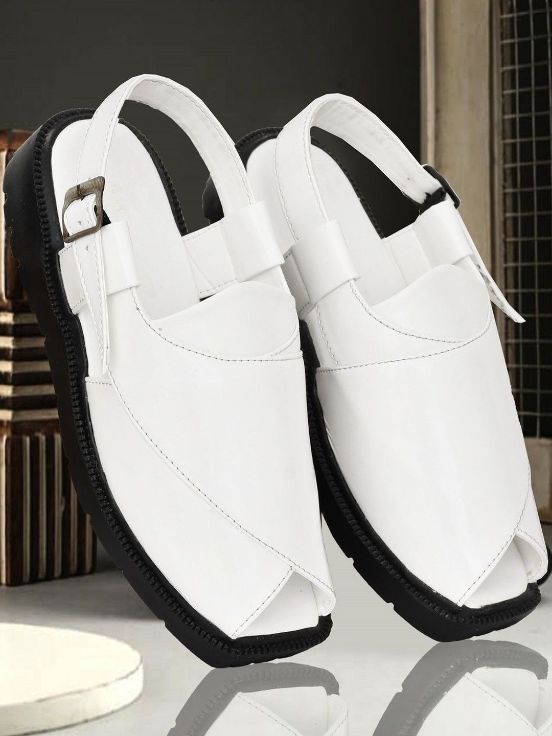VATELIO Men White Synthetic Buckle Shoe-Style Sandals-image-47