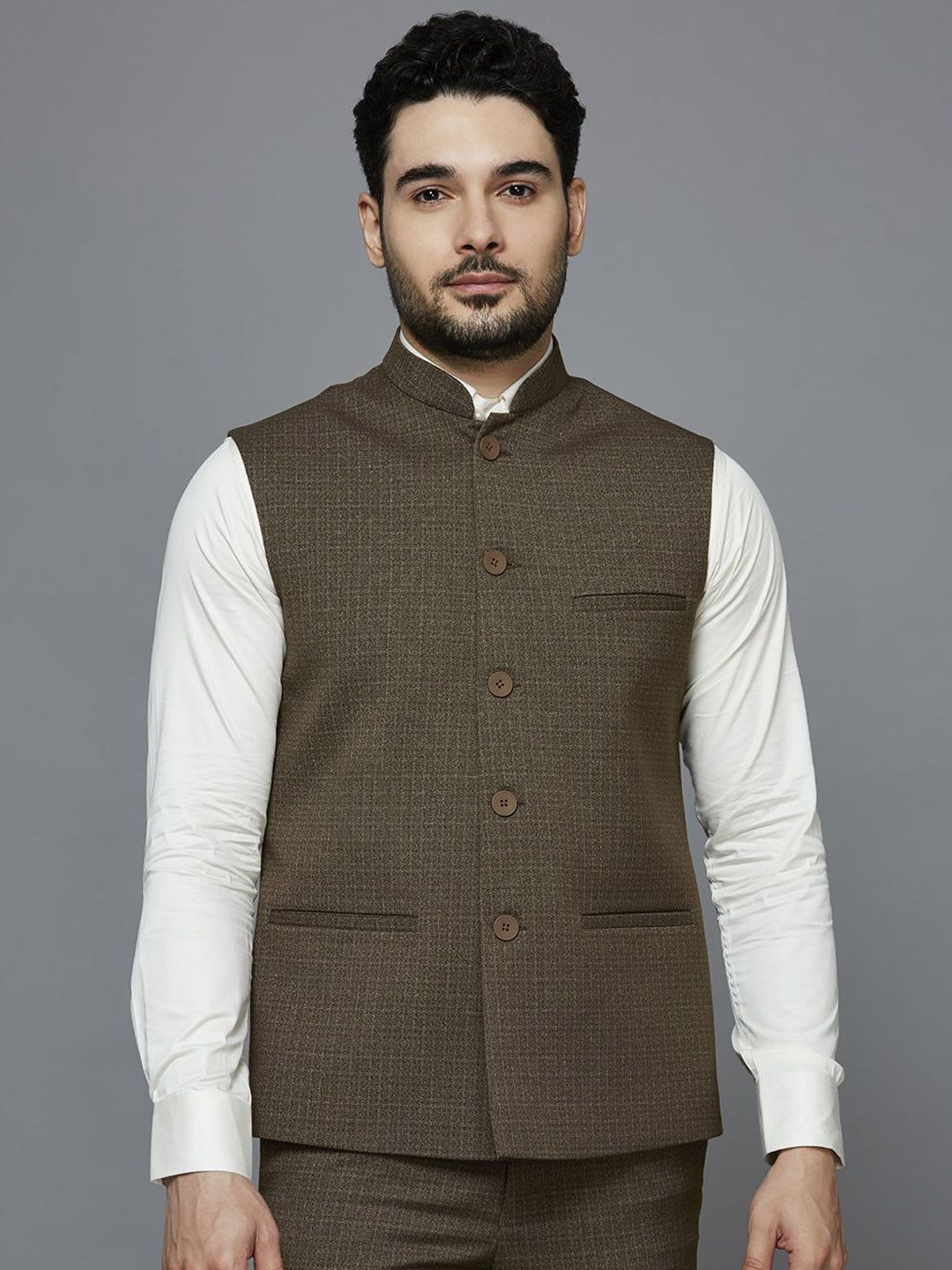 ESSAS club Self Design Mandarin-Neck Nehru Jacket-image-25