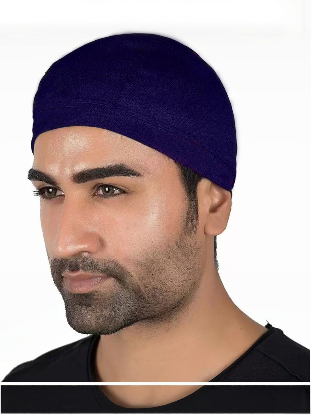 Navkar Crafts Blue Solid Polyester Beanie-image-1