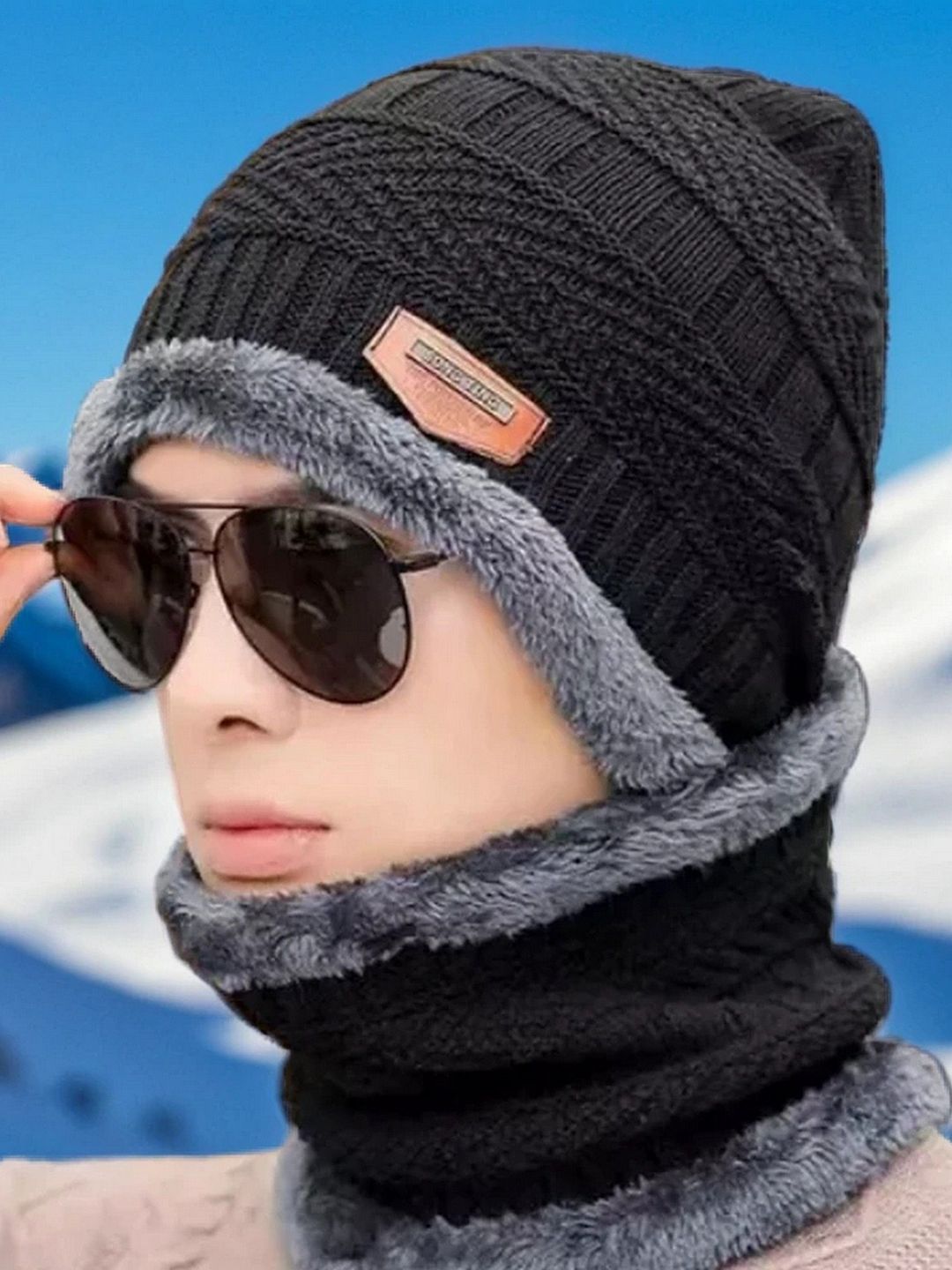 Infispace Unisex Beanie Knitted Cap With Neck Warmer-picture-31