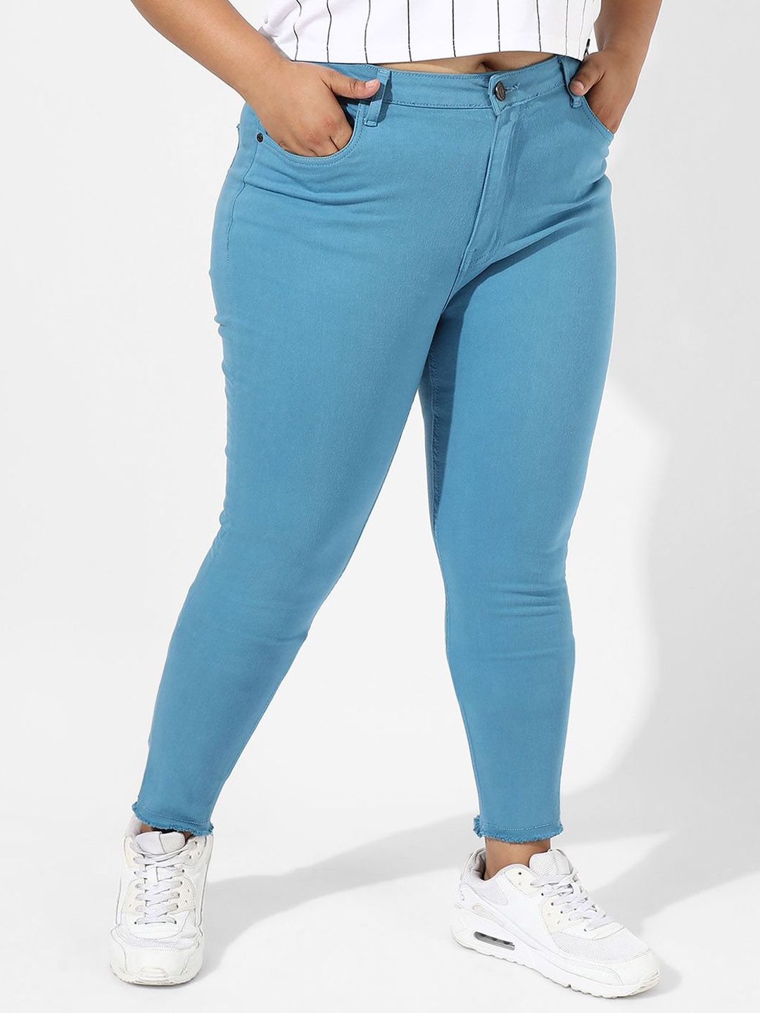 Instafab Plus Women Comfort Slim Fit Mid-Rise Clean Look No Fade Stretchable Jeans-image-18