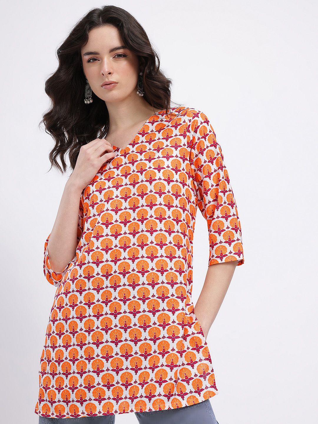 Anouk Rustic Ethnic Motifs Printed V-Neck Kurti-picture-25