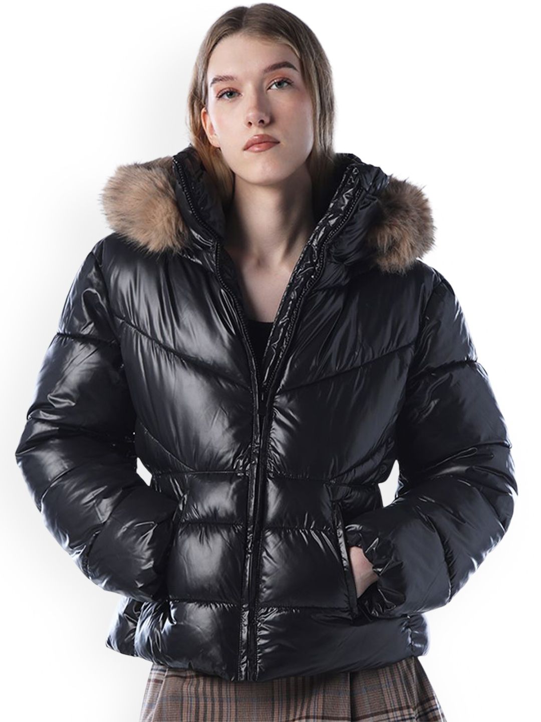 ONLY Women Hooded Solid Puffer Jacket-picture-11