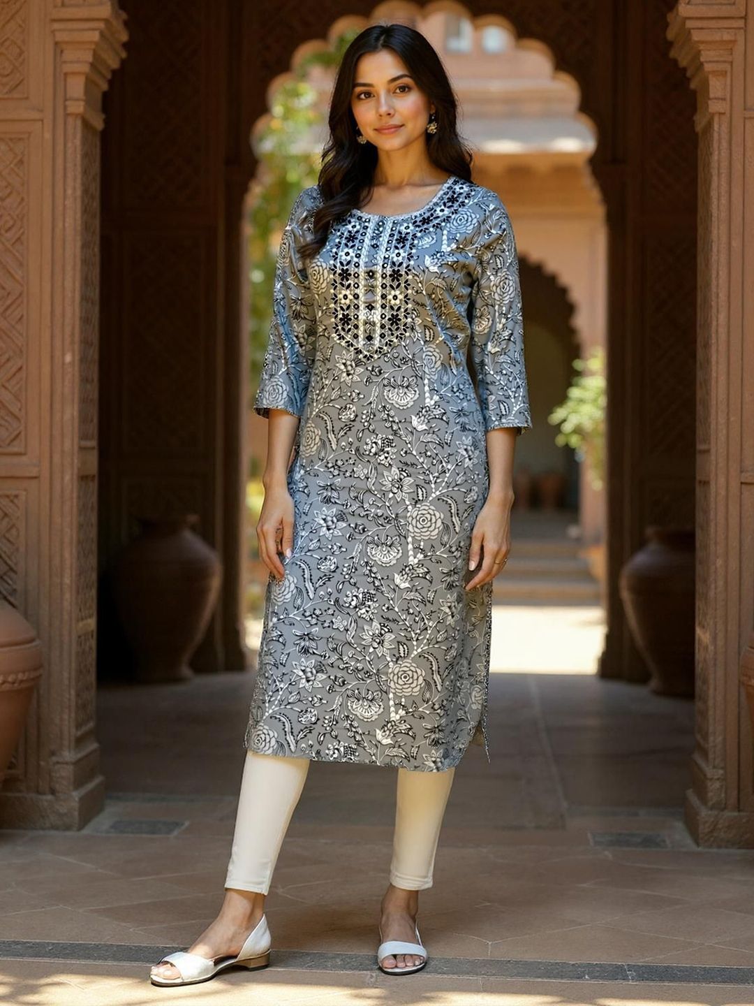 Rangita Women Floral Printed Straight Calf Length Kurta-picture-24