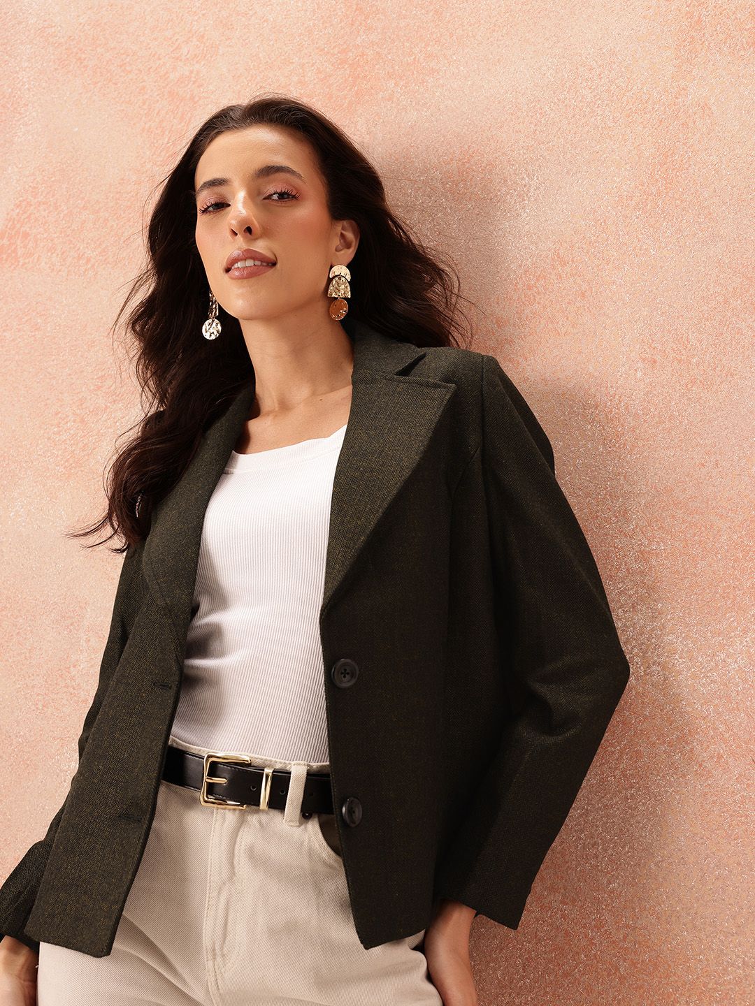 all about you Herringbone Weave Single-Breasted Blazer-picture-6