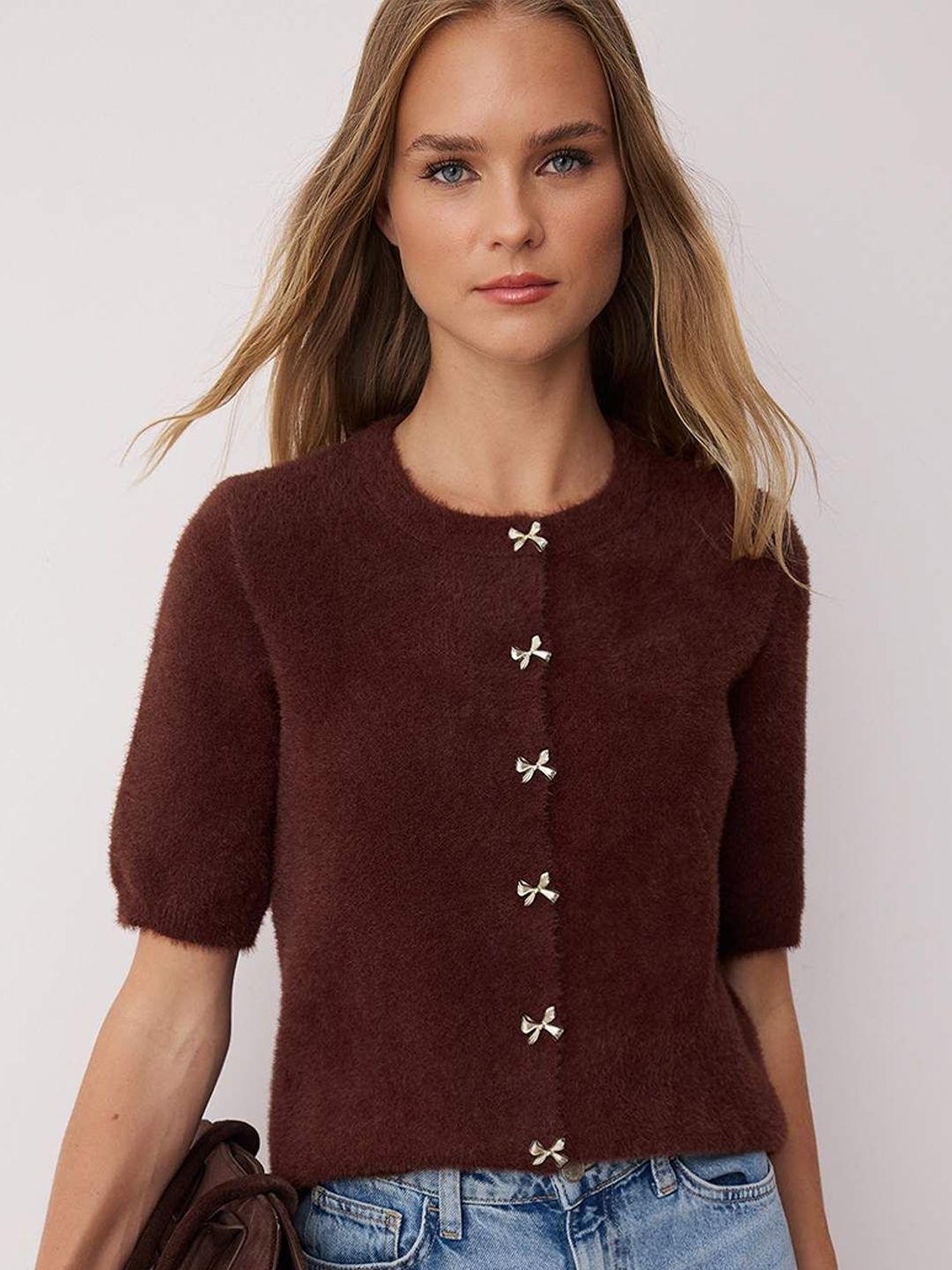 Trendyol Women Round Neck Short Sleeves Cardigan-picture-25