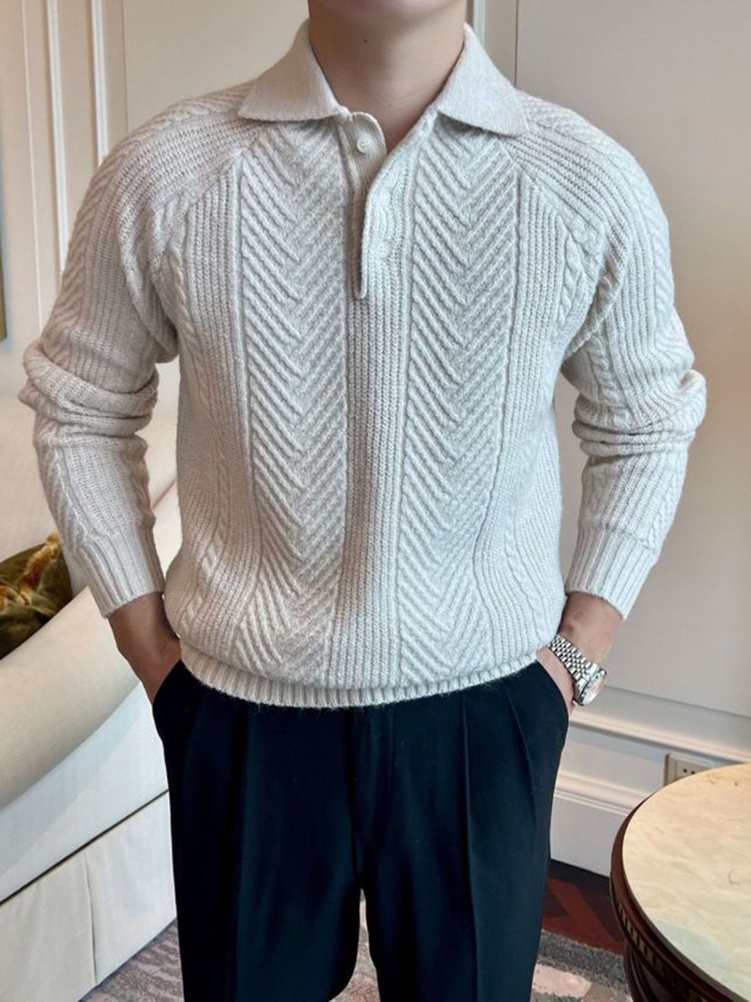 StyleCast Men Cable Knit Shirt Collar Pullover-picture-41