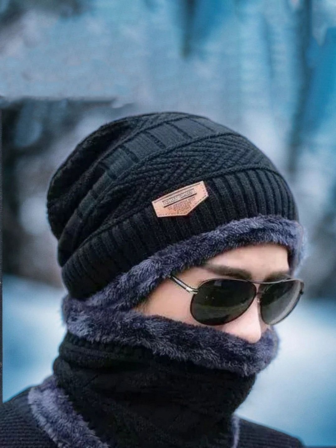 Infispace Unisex Beanie Knitted Cap With Neck Warmer-image-24