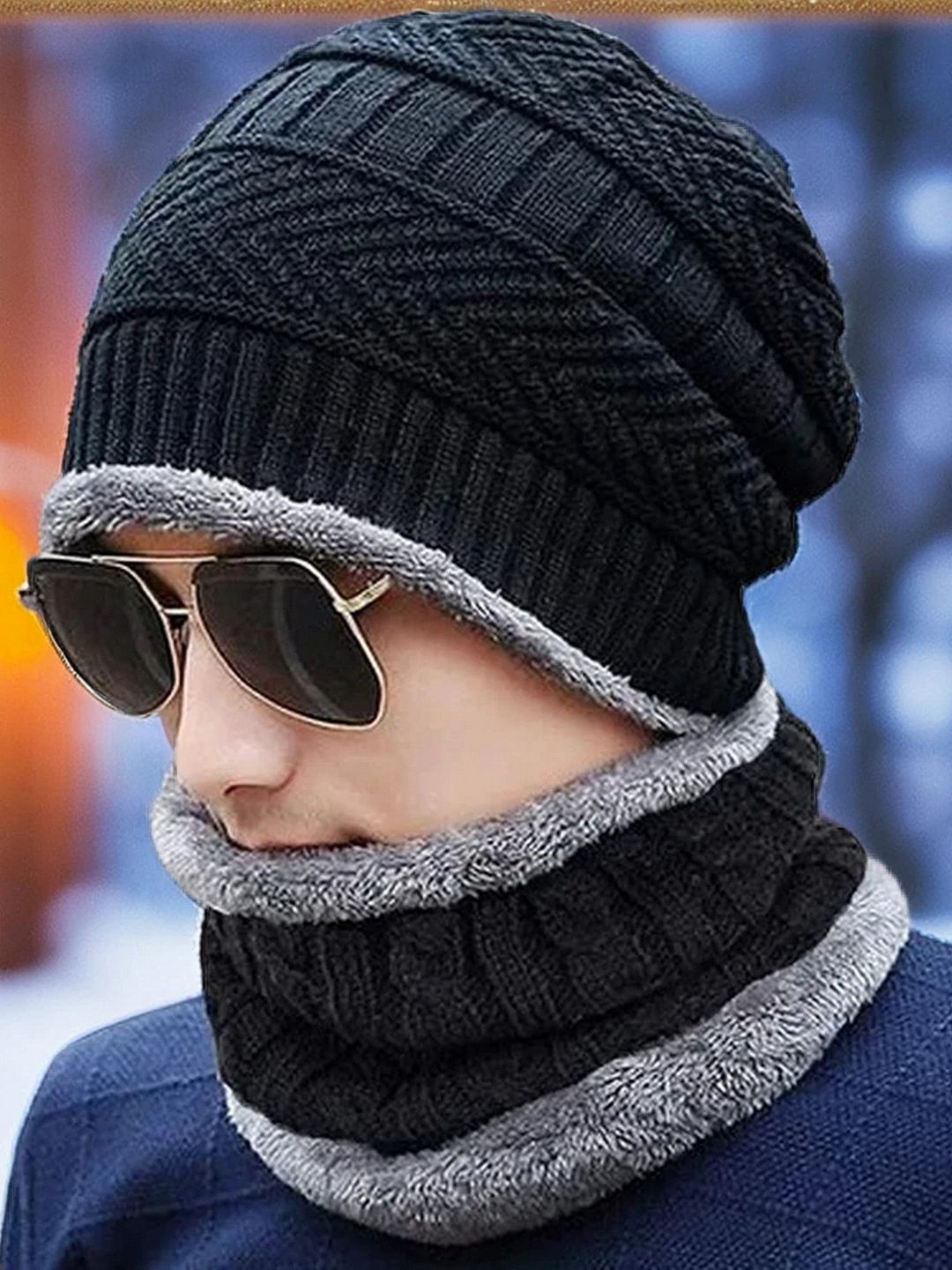 Infispace Unisex Beanie Cap With Neck Warmer-picture-34