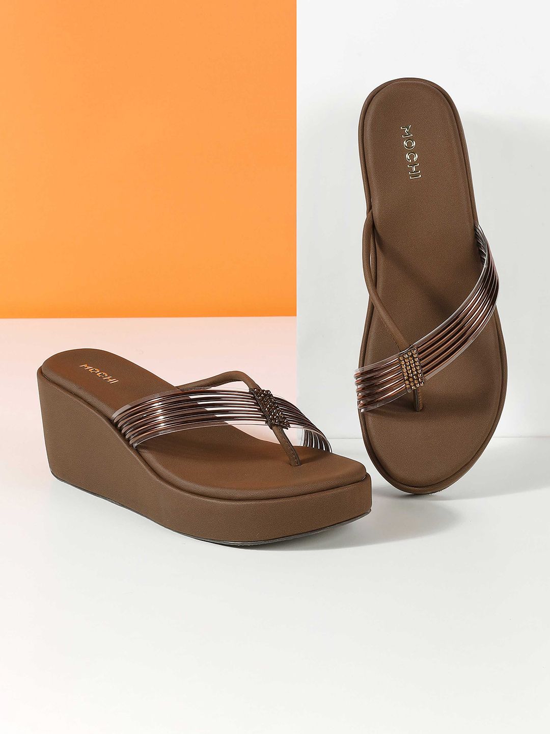 Mochi Women Embellished Party Wedge Sandals-image-32