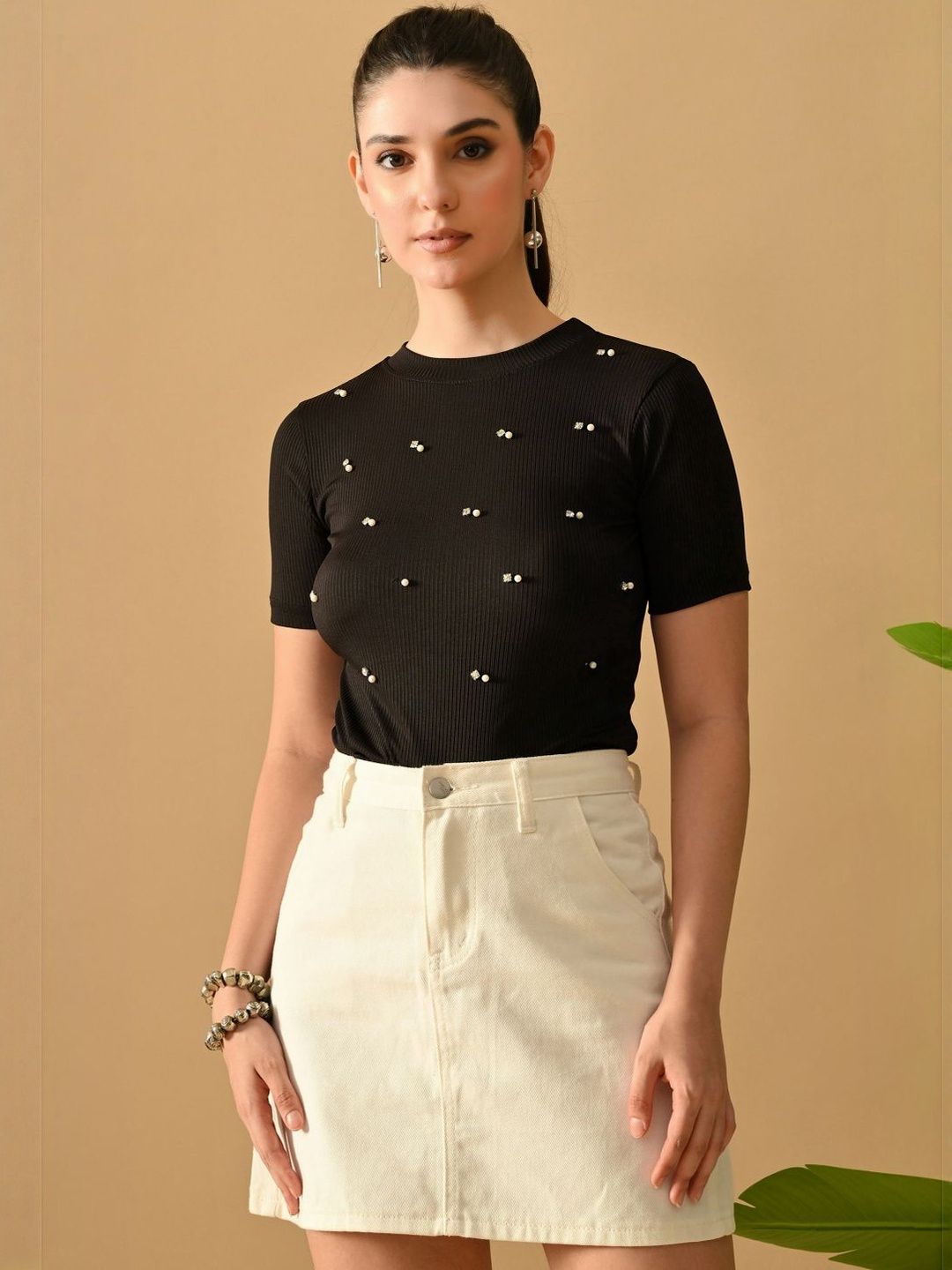 IUGA Women Ribbed Short Sleeve Fitted Top-picture-27