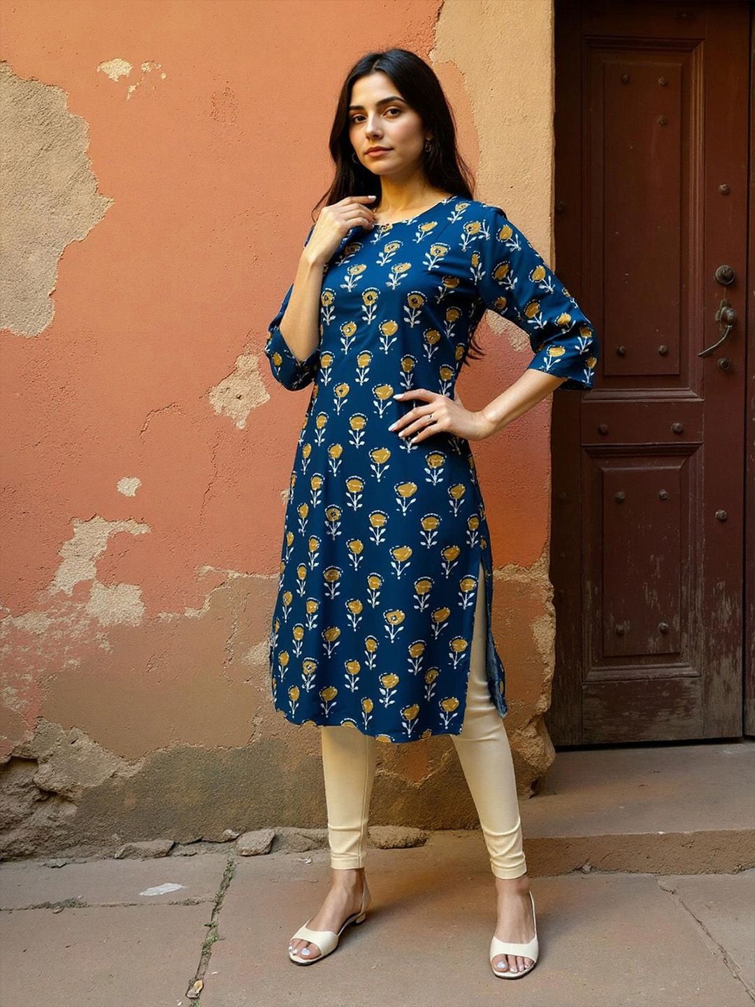 Rangita Women Round Neck Floral Printed Cotton Kurtas-picture-35