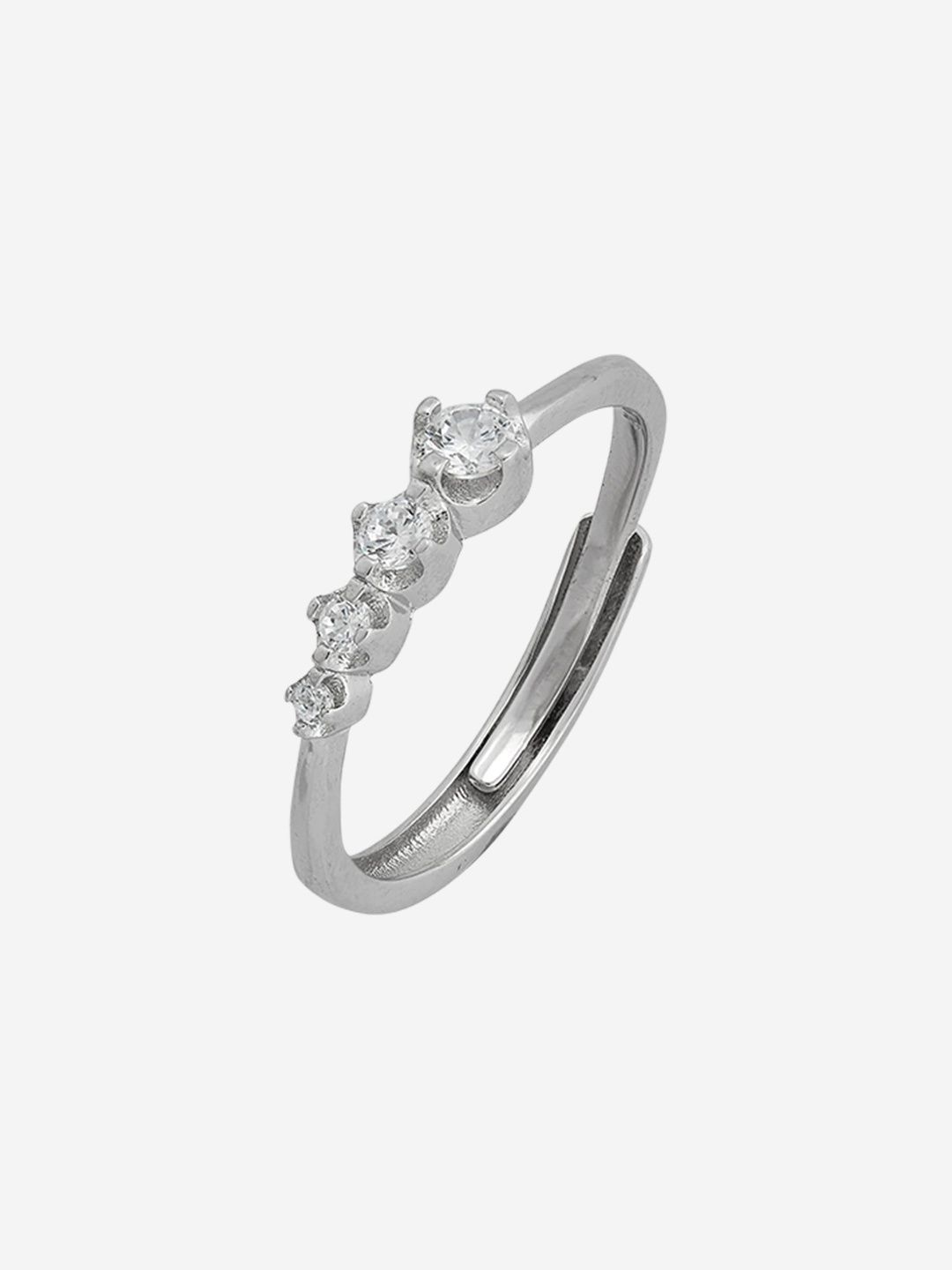 Kushal's Fashion Jewellery 92.5 Sterling-Silver Rhodium-Plated Zircon Adjustable Ring-picture-38