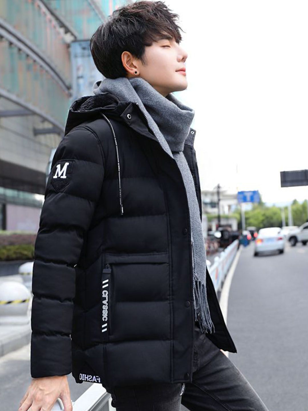 StyleCast x Revolte Men Typography Printed Hooded Insulator Outdoor Padded Jacket-picture-10