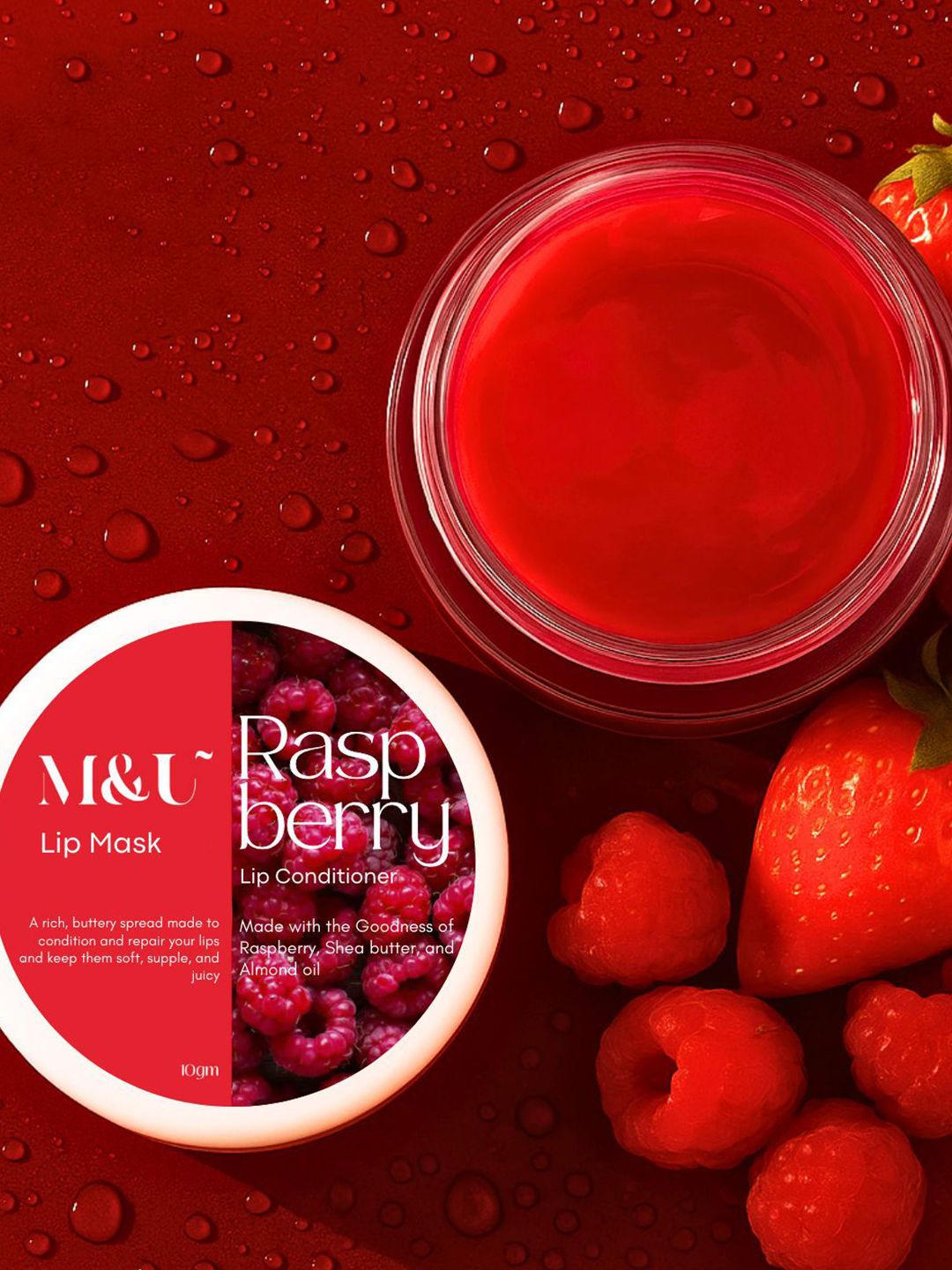 M&U Raspberry Tinted Dry & Pigmented With Shea Butter & Vitamin E Lip Mask - 10 g-picture-16
