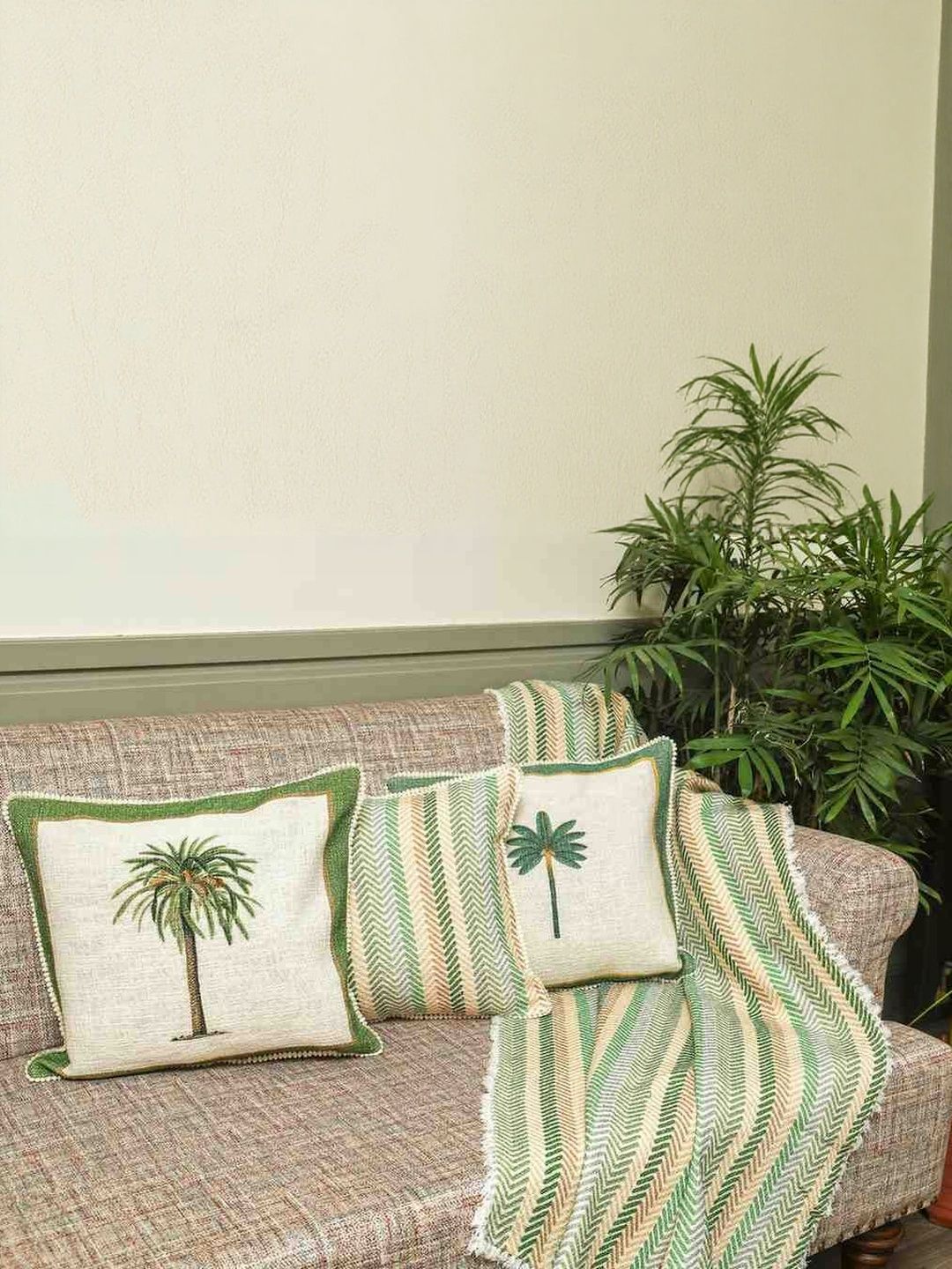 Sangria Set of 3 Palm Tree Printed Square Cushion Covers-image-21