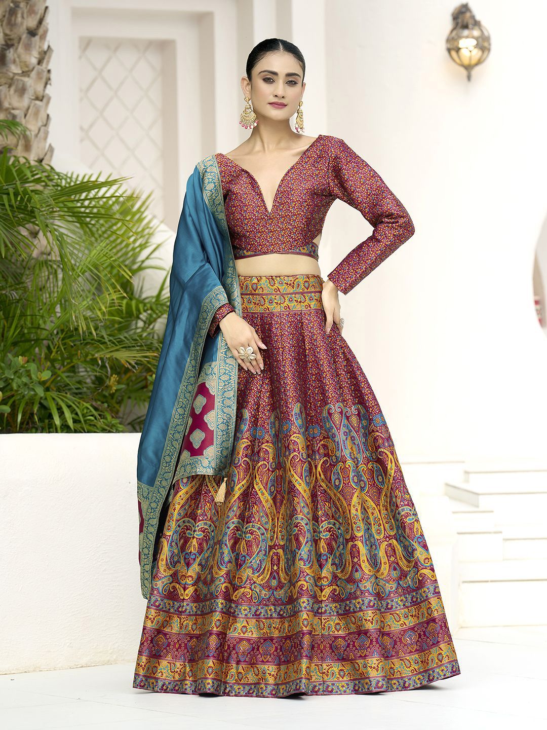 PURVAJA Woven Design Art Silk Lehenga & Unstitched Blouse With Dupatta-image-49