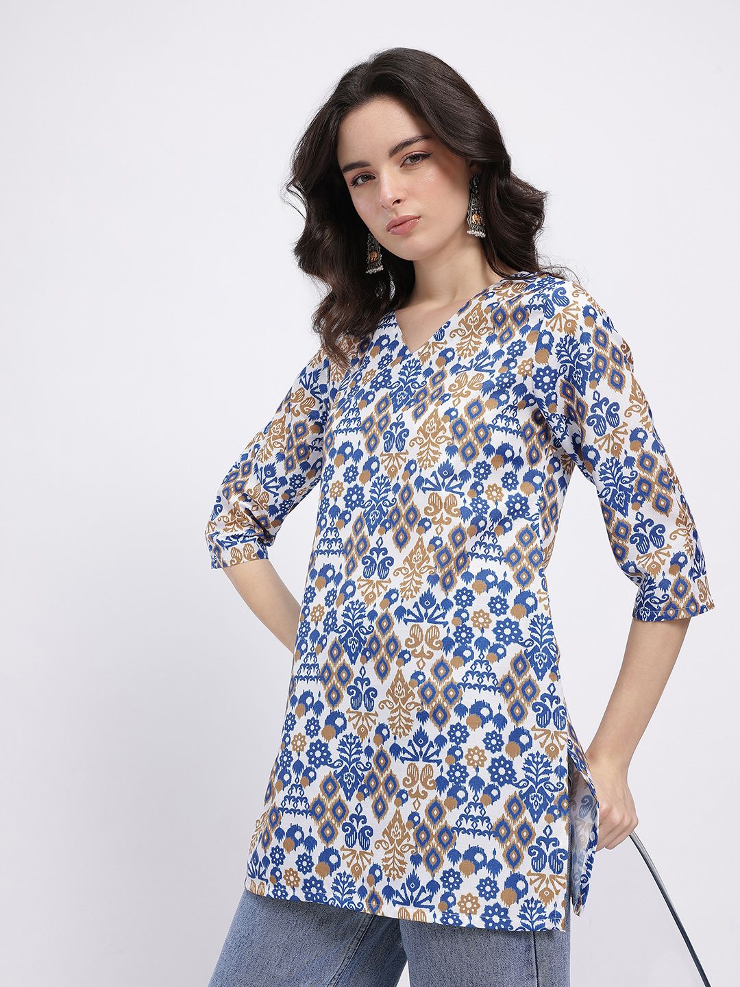 Anouk Rustic Ethnic Motifs Printed V-Neck Kurti-picture-37