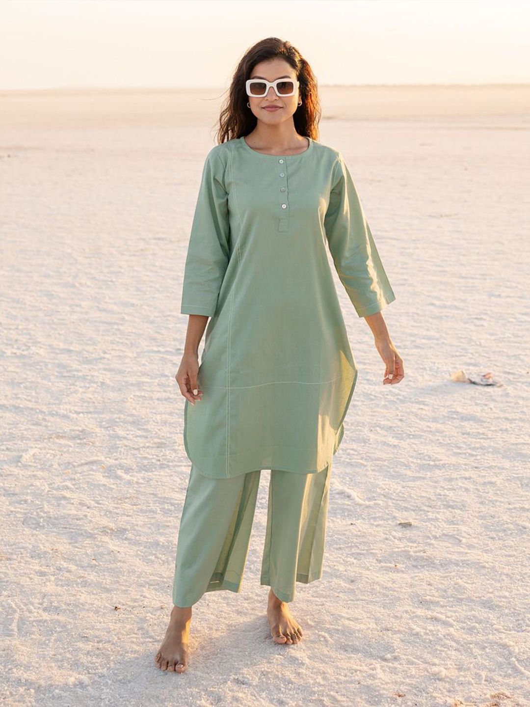 Babli Embroidered Pure Cotton Tunic With Palazzo Co-Ords-picture-27