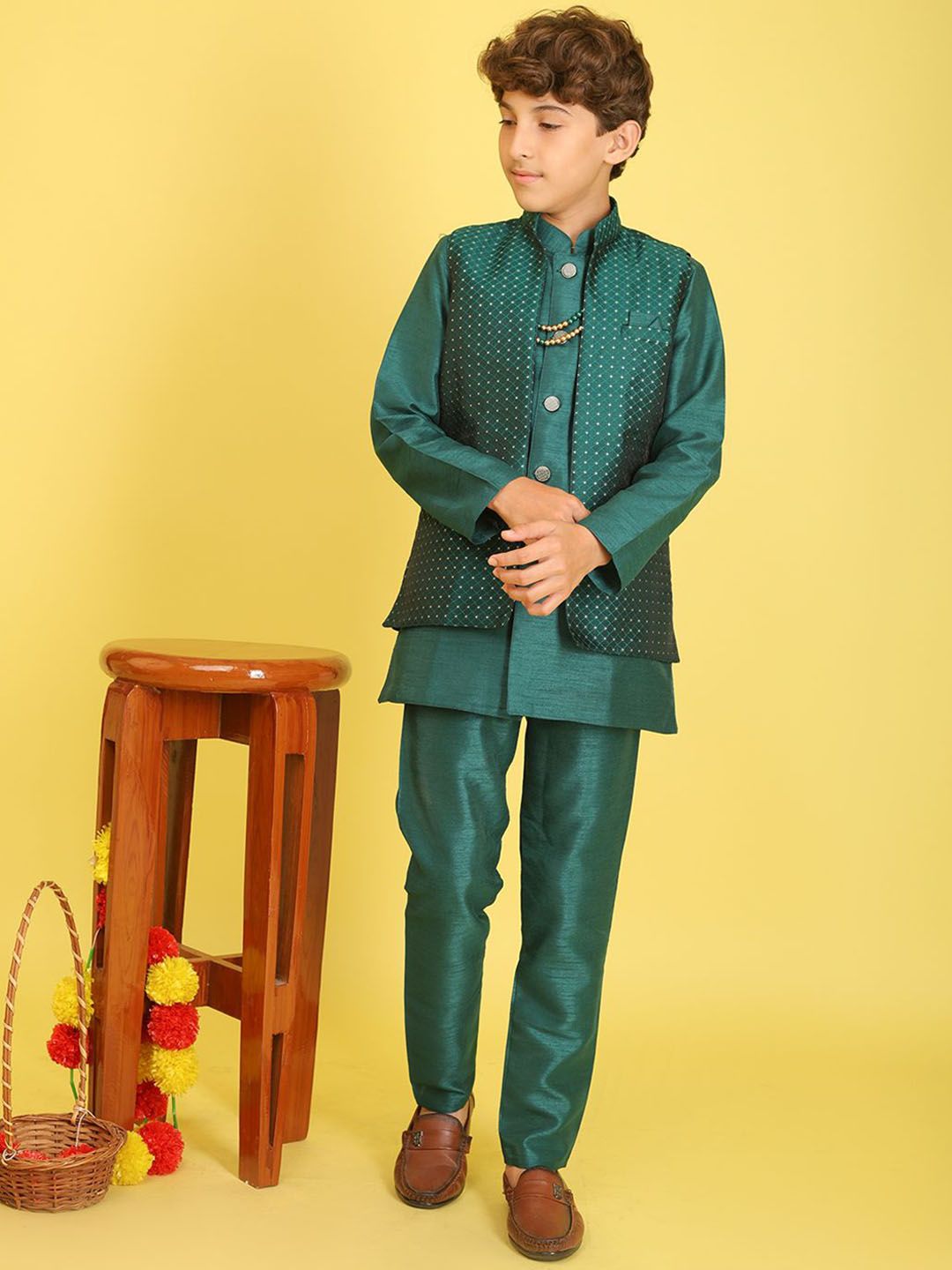 BAESD Boys Brocade Sherwani, Jacket With Trouser Set-image-40