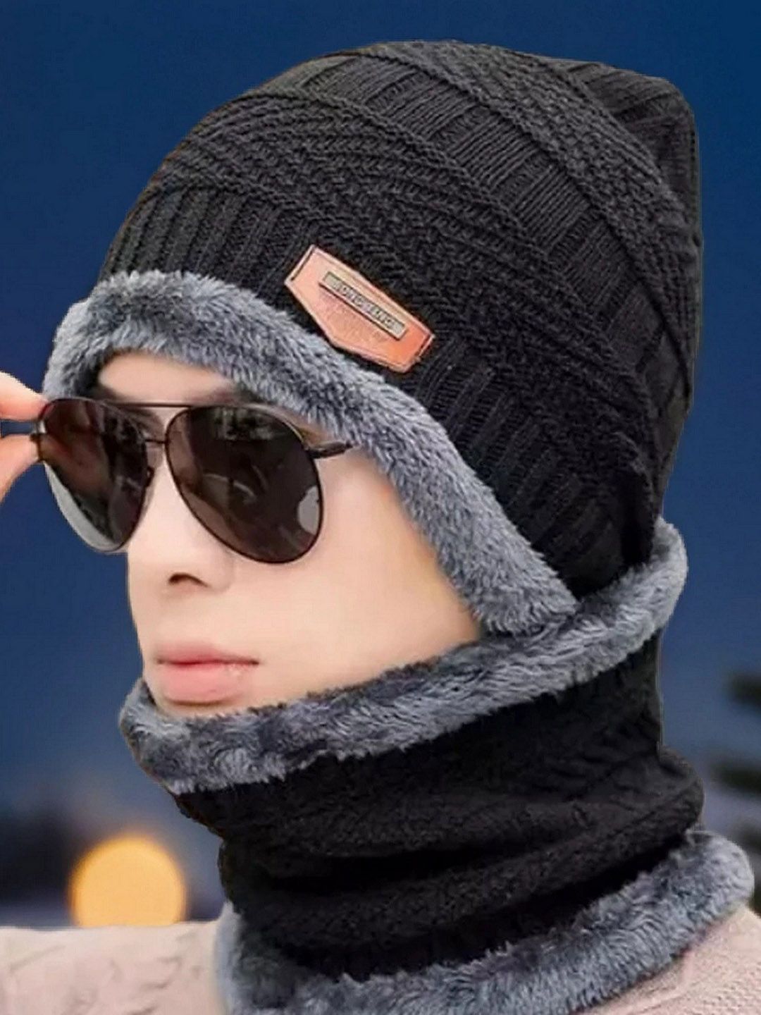 Infispace Unisex Beanie Cap With Neck Warmer-image-20